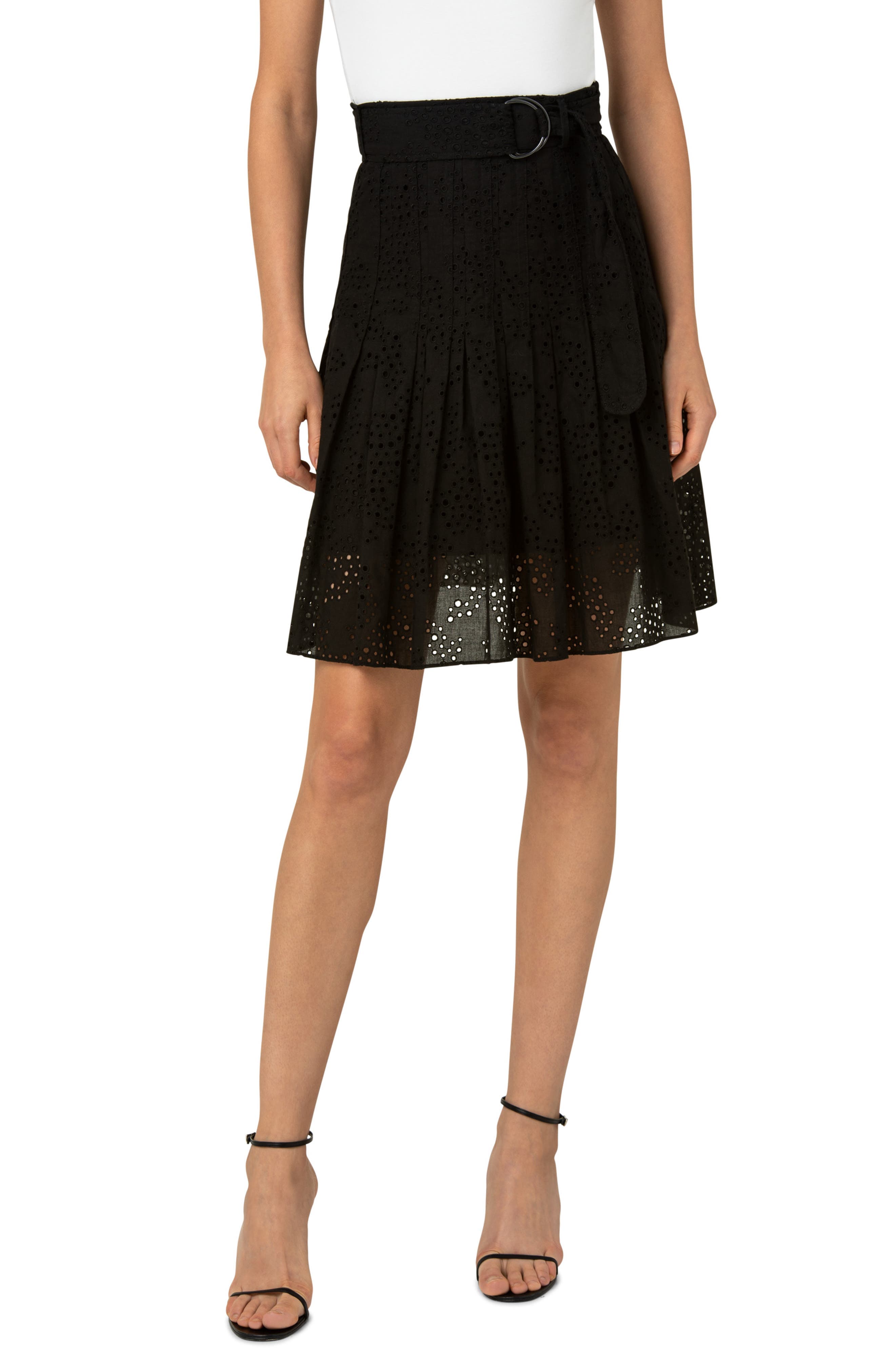 Belted Cotton Eyelet Skirt - image 1