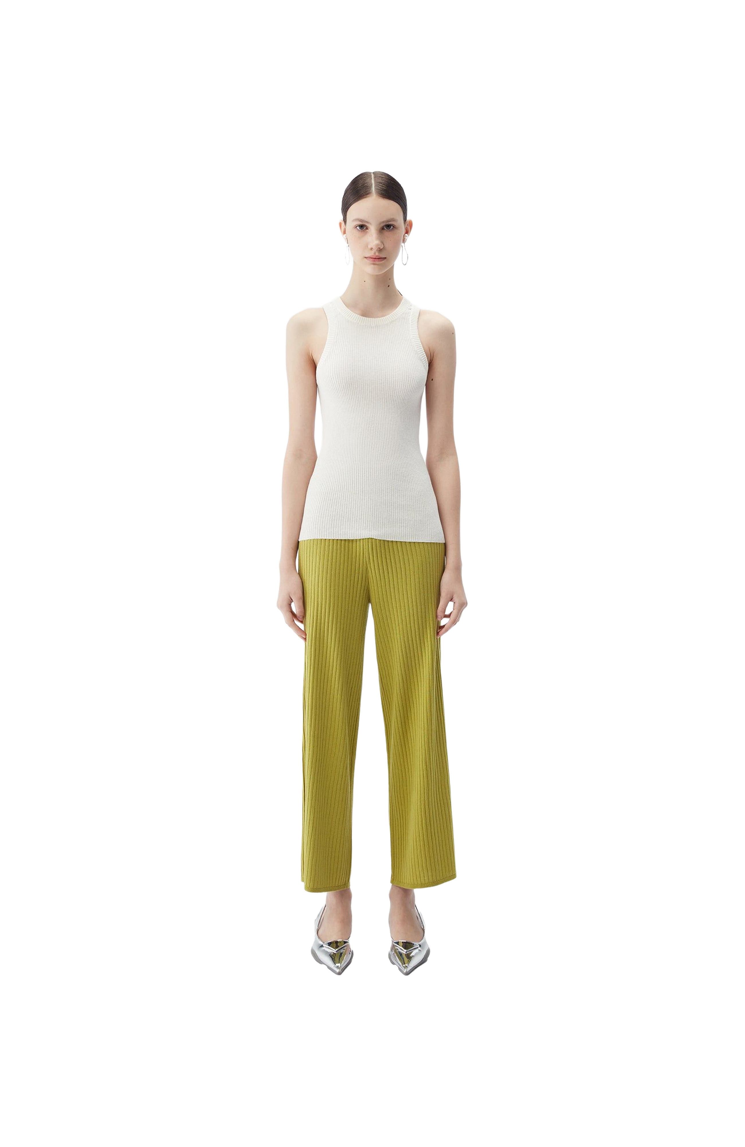 Rib-Knit Silk Cashmere Blend Pants