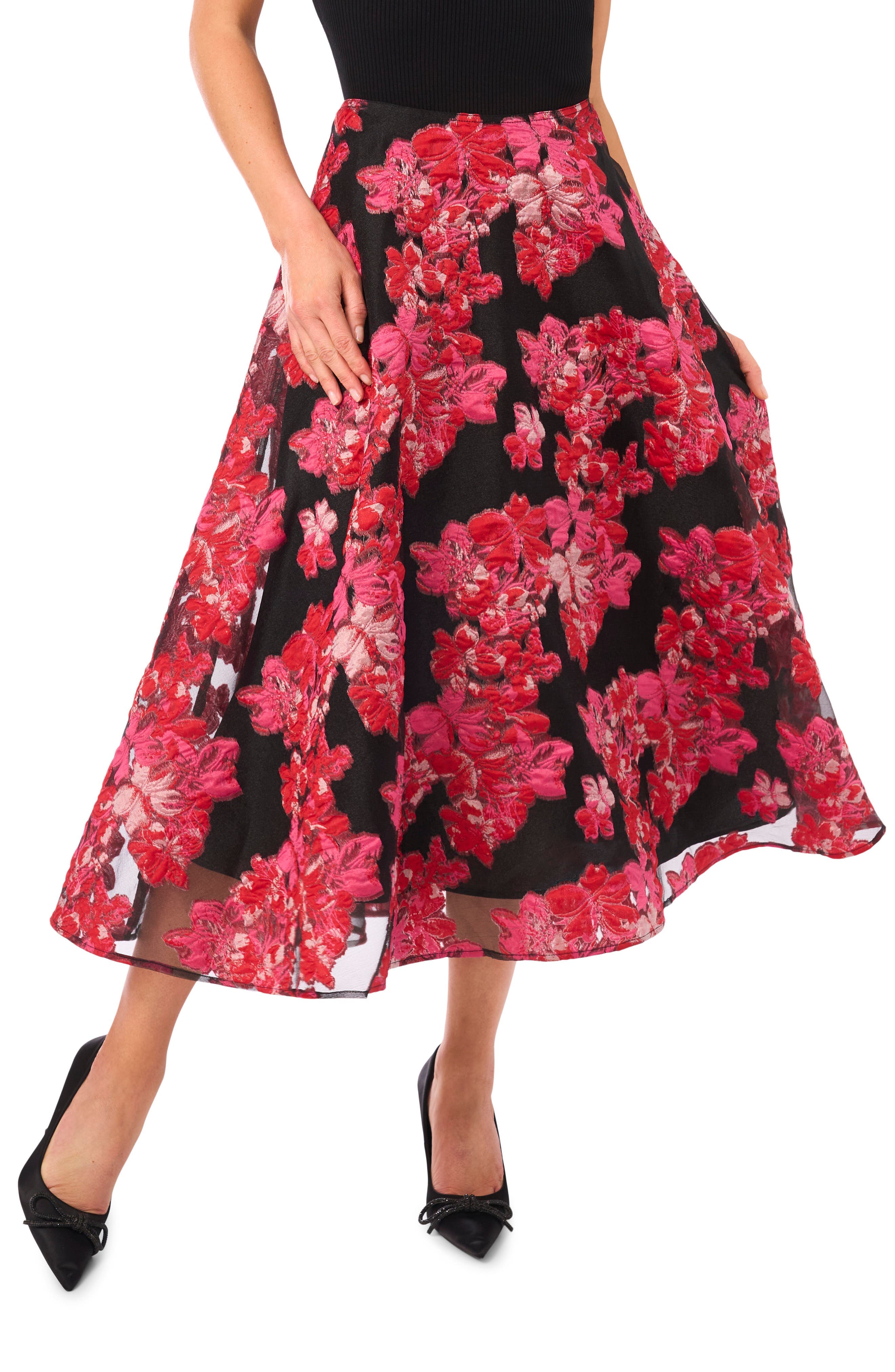 Fiona Floral Brocade Midi Skirt - image 1