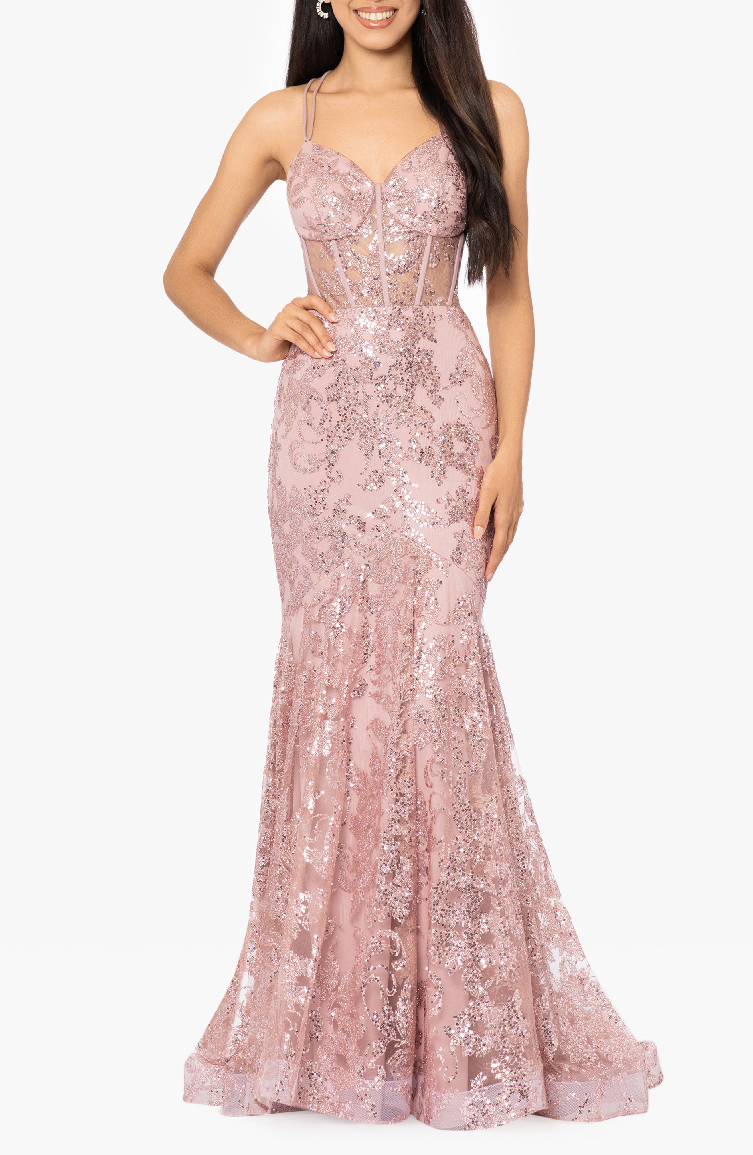 Sequin Mesh Mermaid Gown - image 1