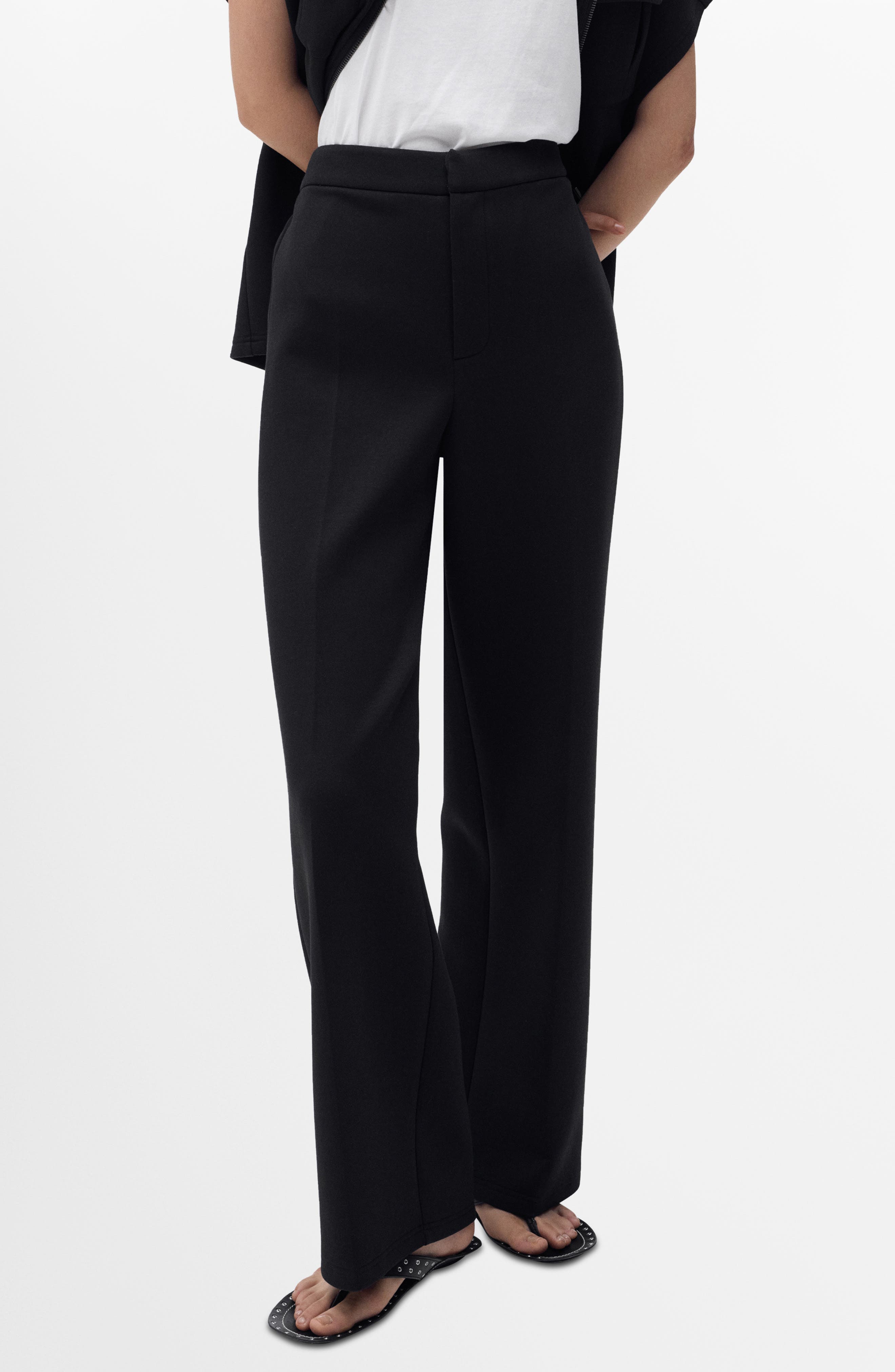 Cotton Blend Straight Leg Pants - image 1