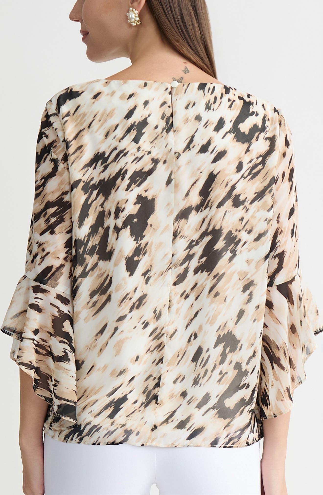 Printed Ruffle Sleeve Top - image 2