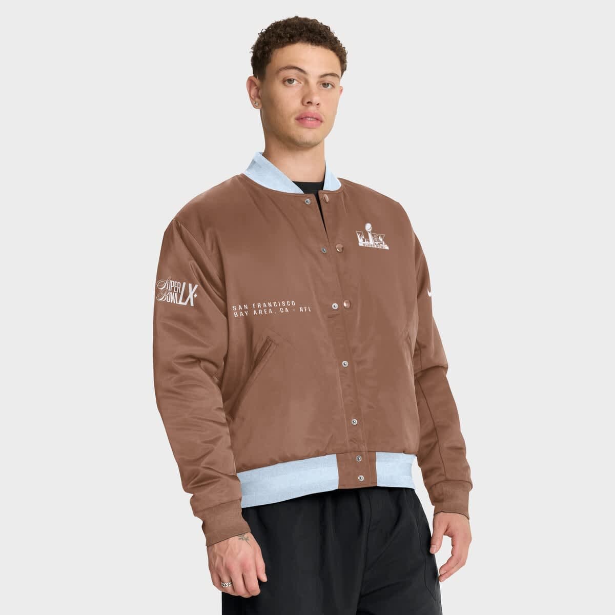 Men's Nike Brown Super Bowl LX Legacy Full-Snap Bomber Jacket - image 1