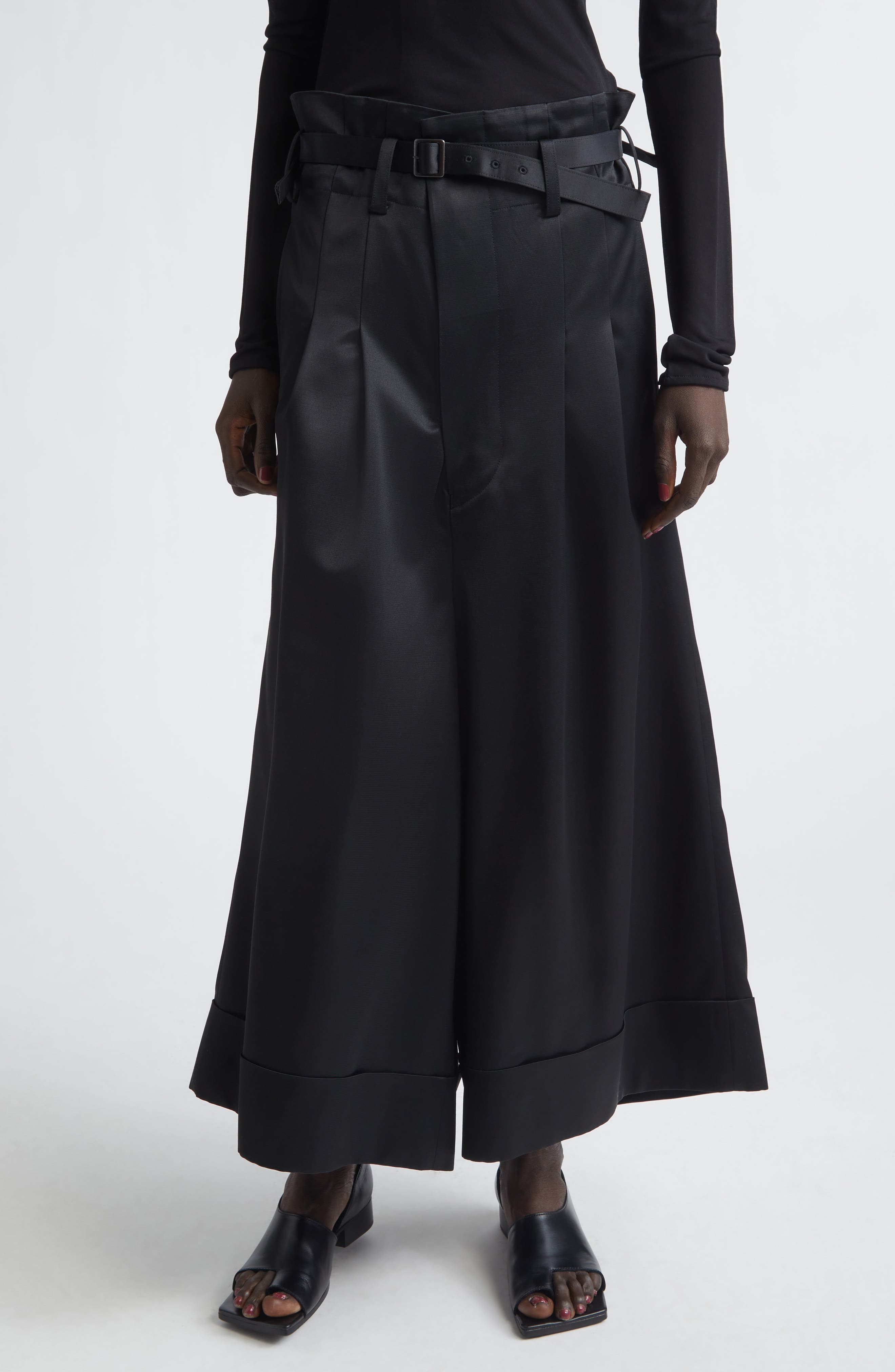 Pleated Cuffed Wide Leg Pants - image 1