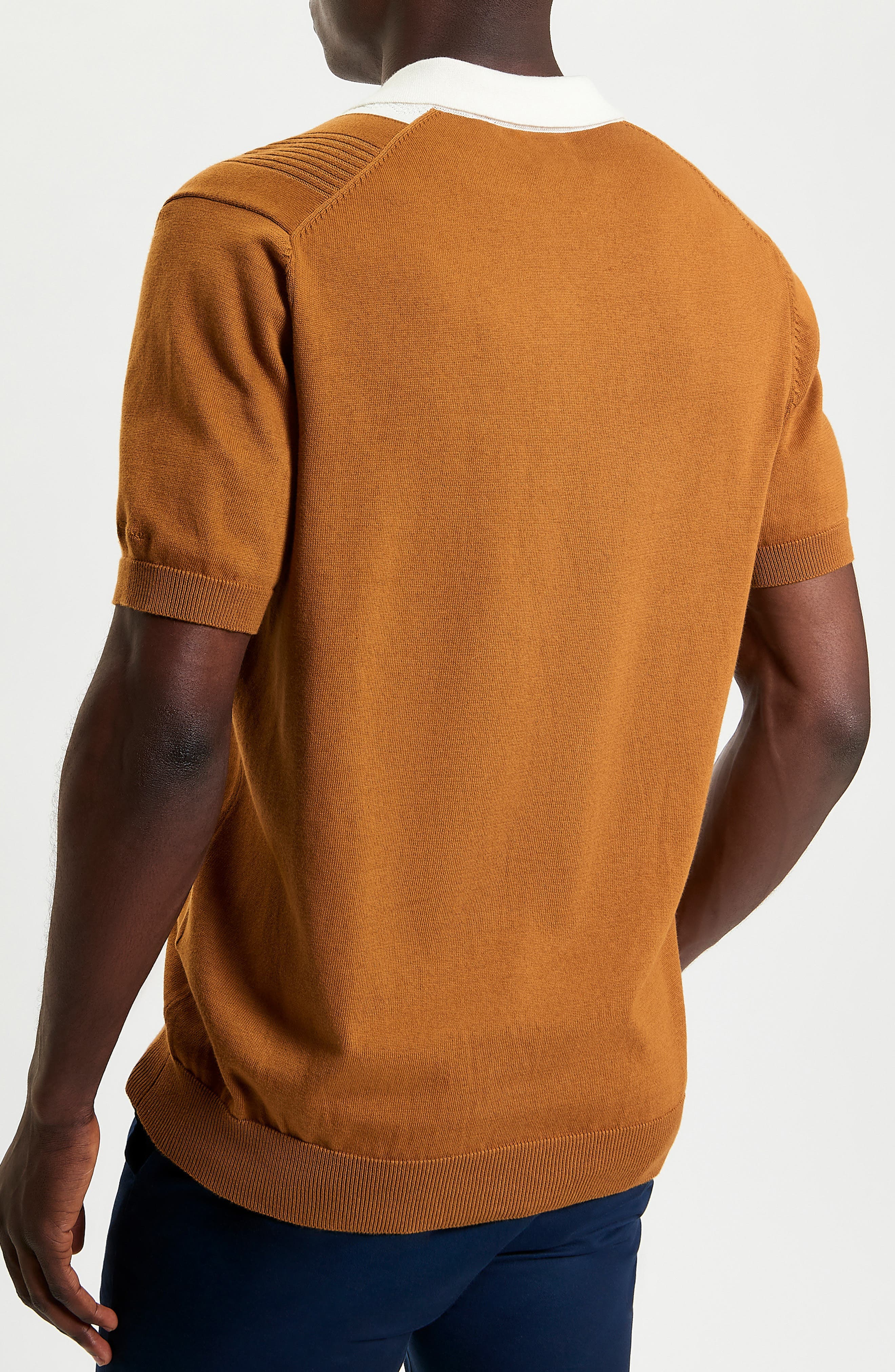 Textured Block Stripe Knit Polo - image 2