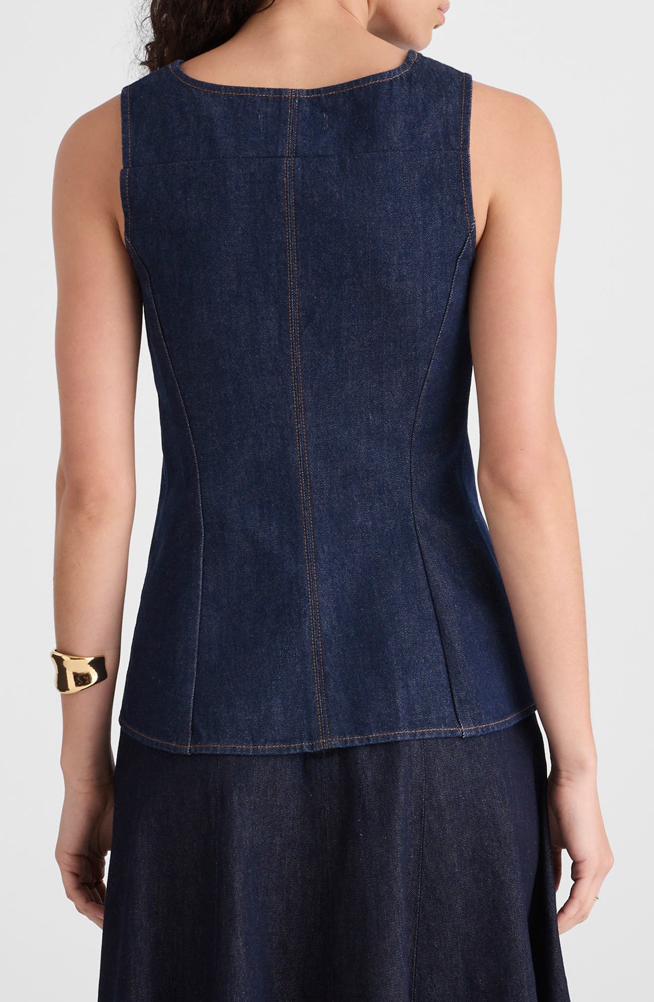 Denim Cutaway Vest - image 2