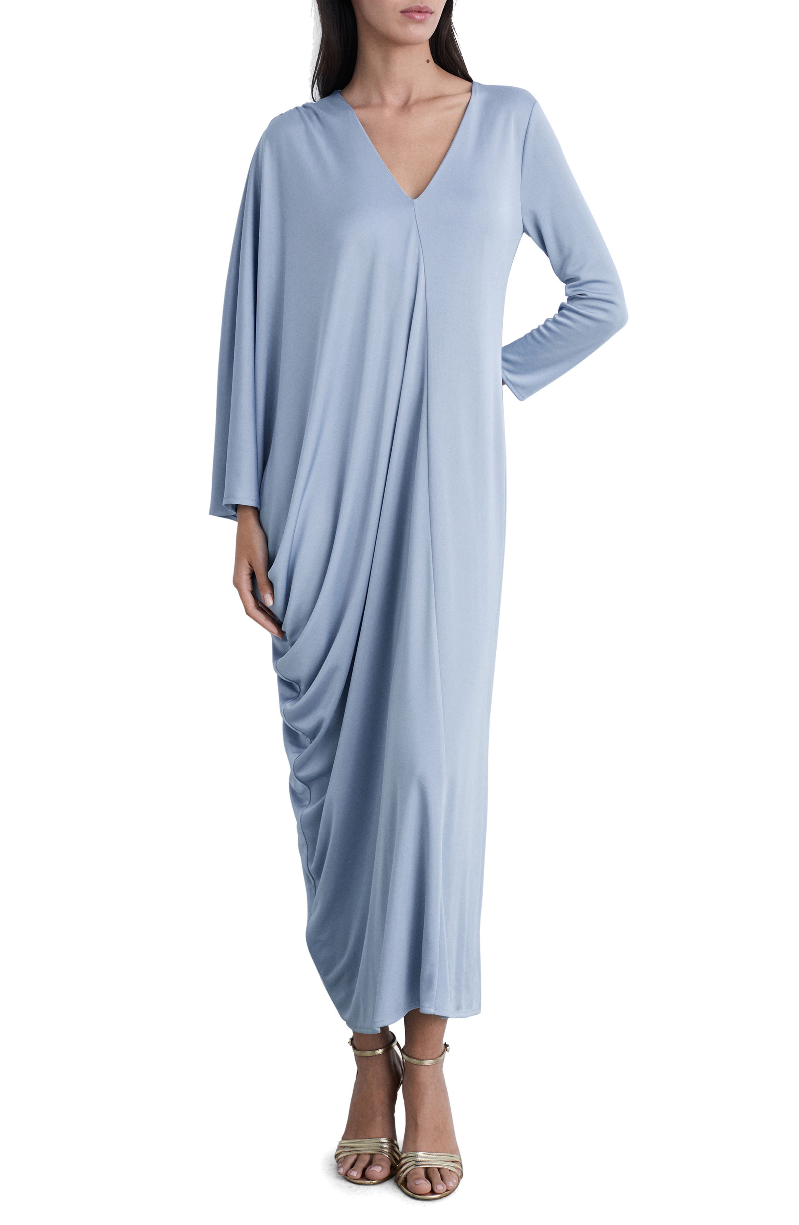Asymmetric Long Sleeve Chiffon Dress - image 1