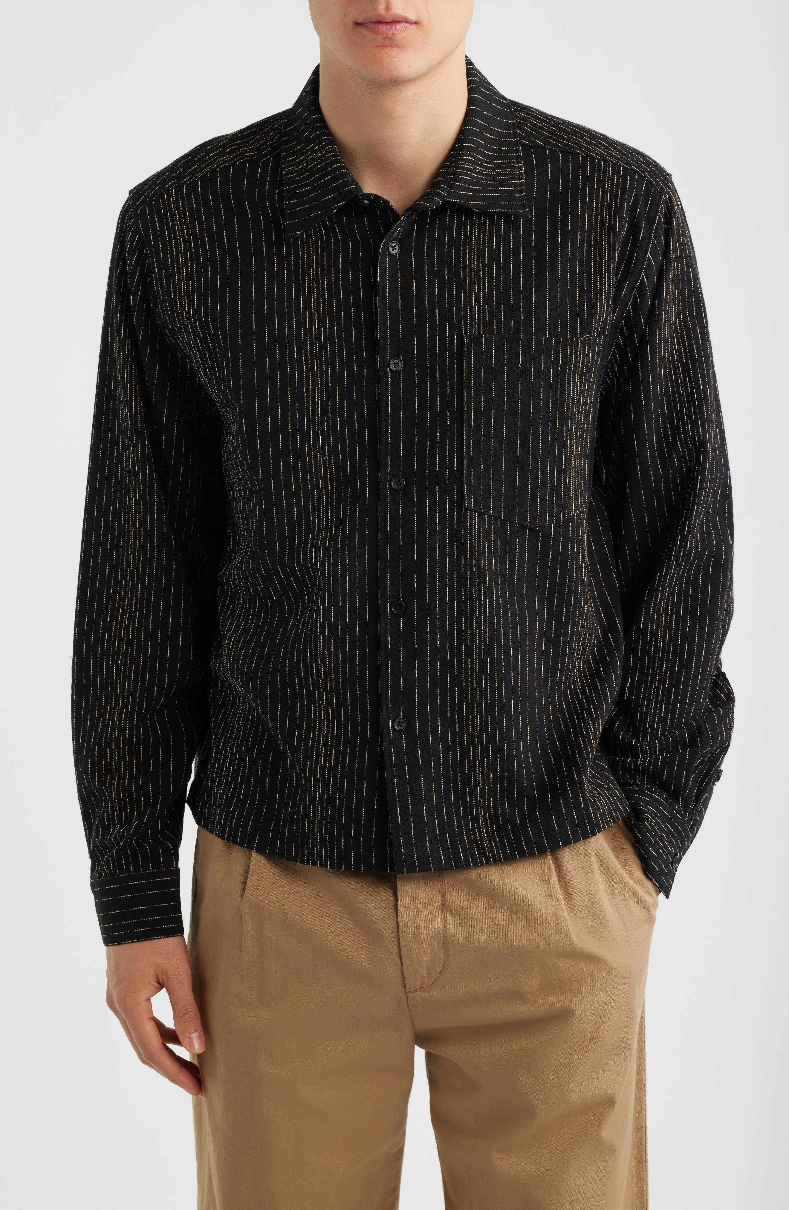 Leland Stripe Boxy Button-Up Shirt - image 1