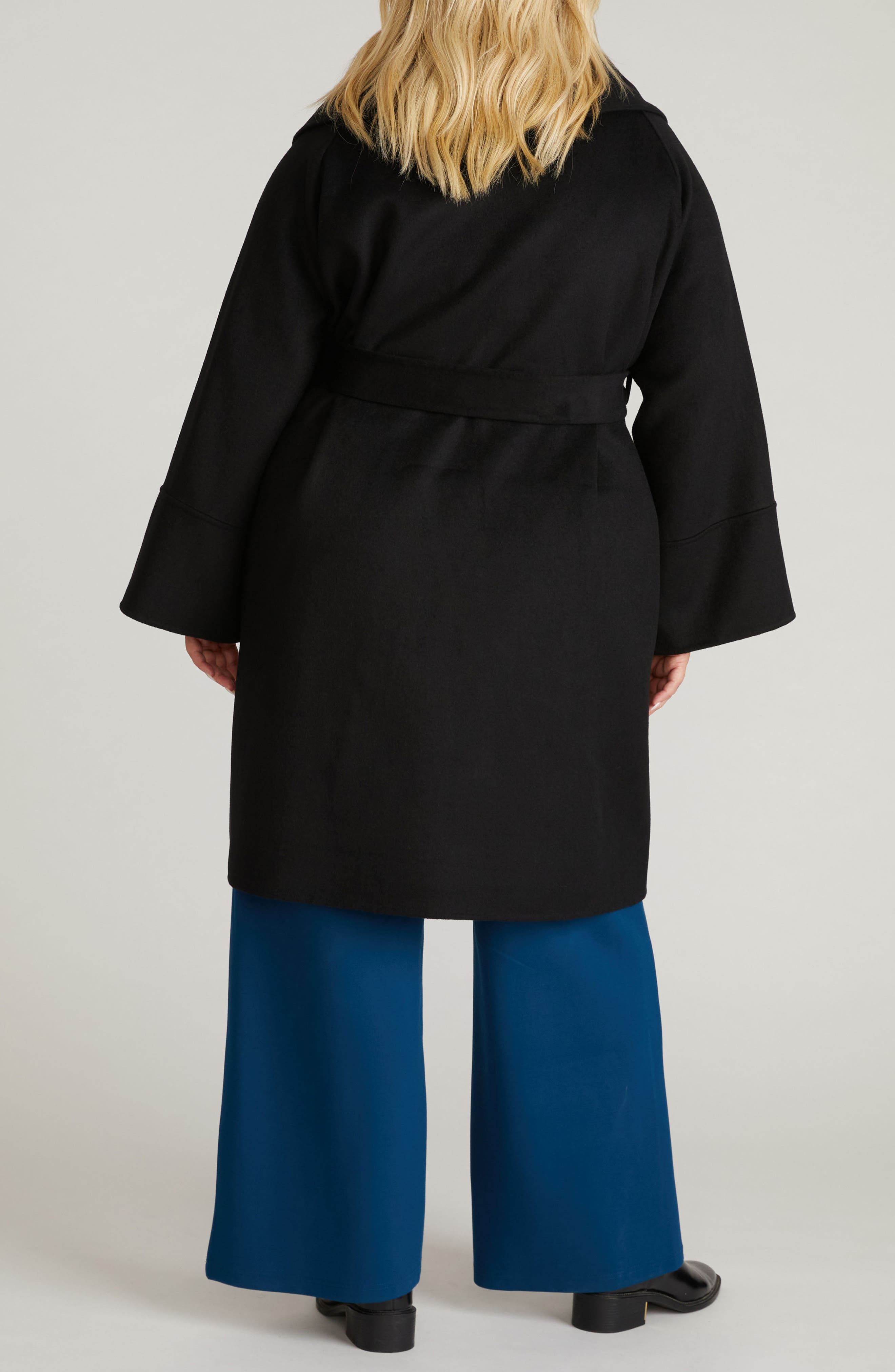 Asha Roll Collar Wool Blend Wrap Coat - image 2