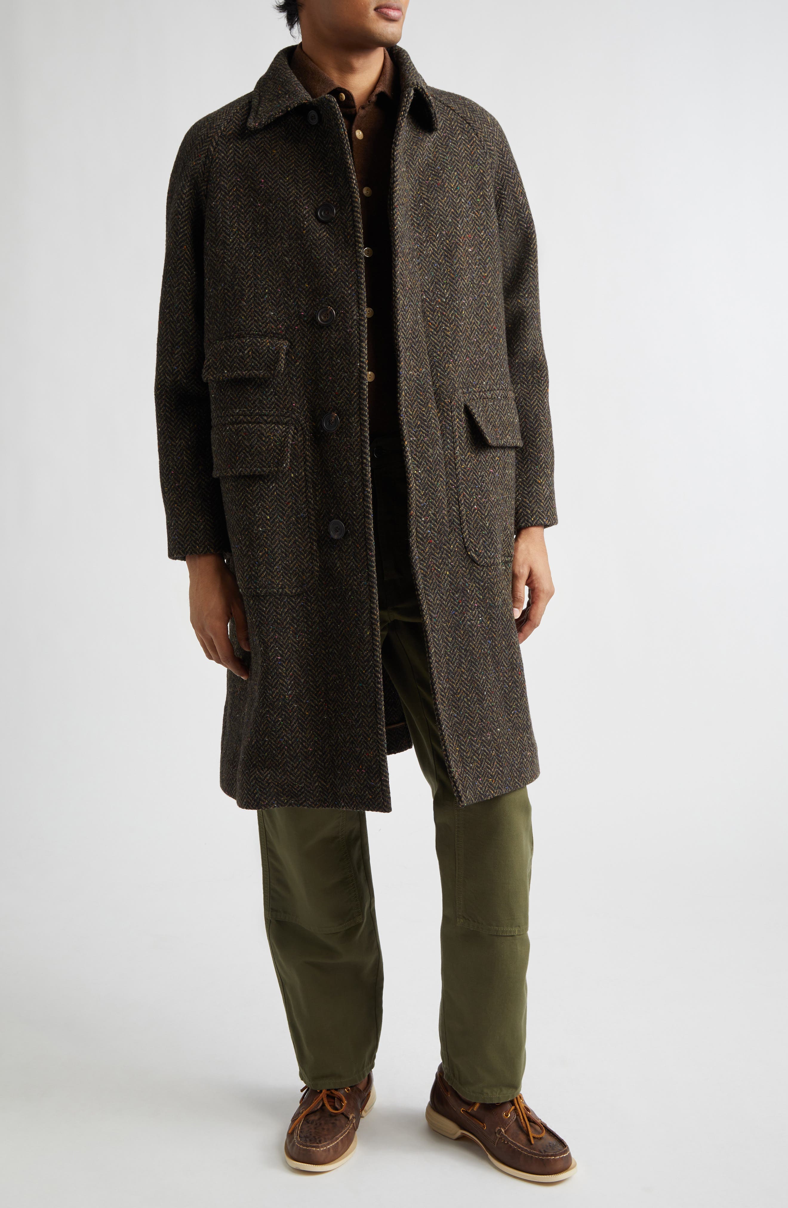 Wool Herringbone Tweed Overcoat - image 2