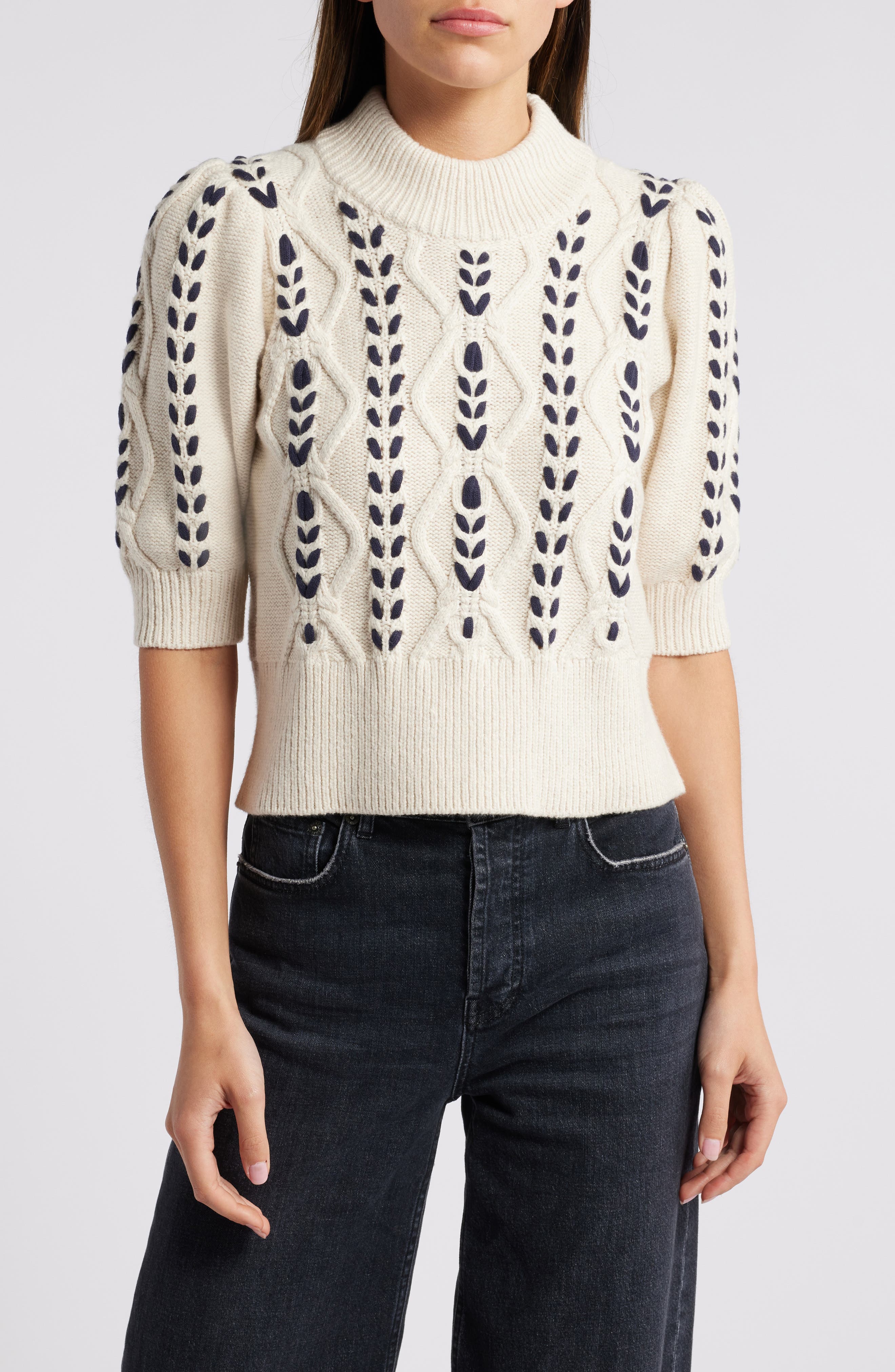 Addy Textured Elbow Sleeve Sweater - image 1