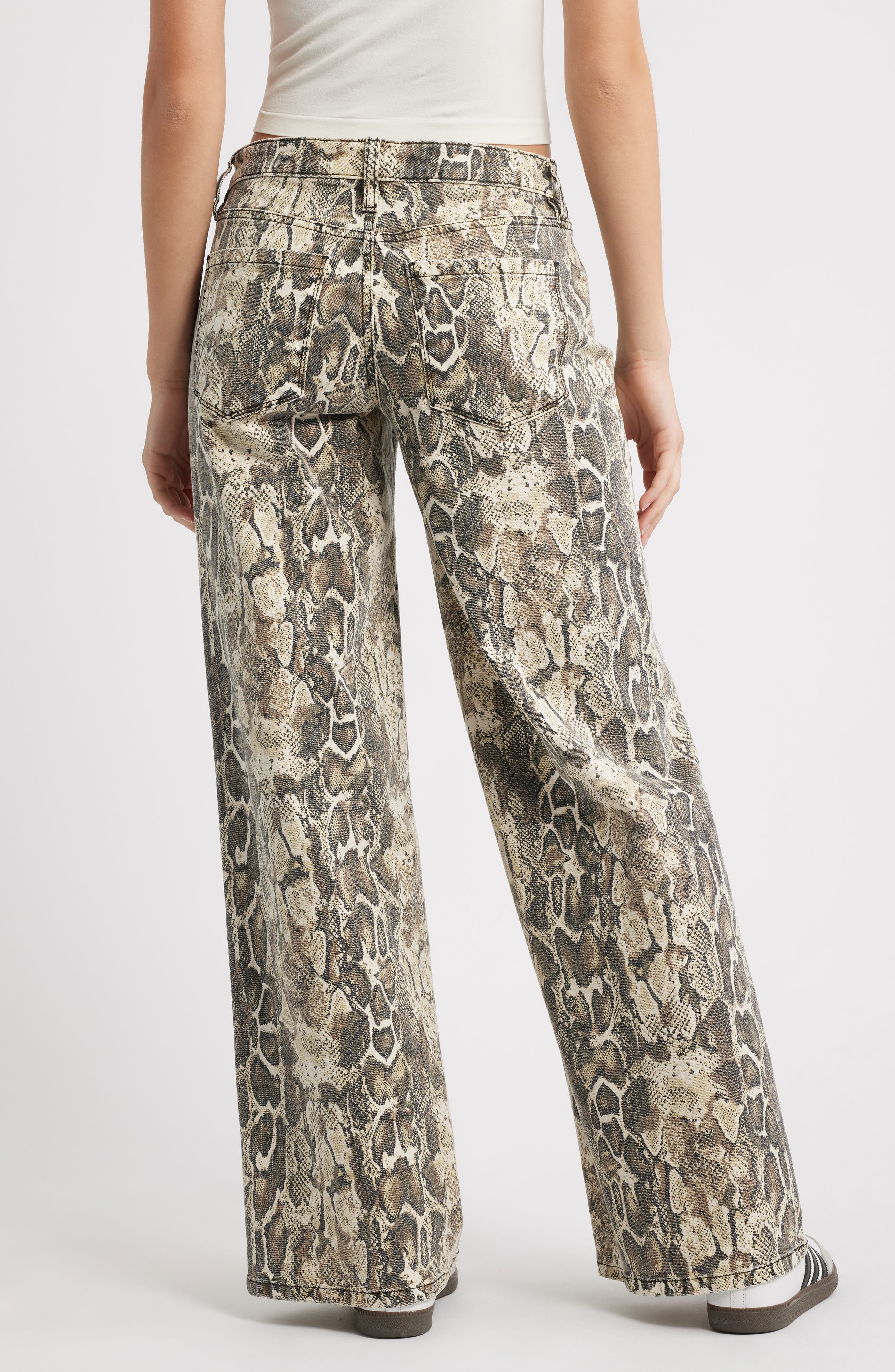 Althea Snakeskin Print Low Rise Wide Leg Jeans - image 2