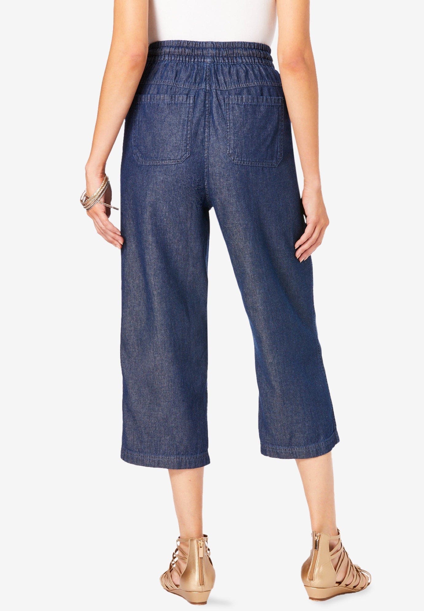 Plus Size Chambray Wide Leg Capri Pant - image 2