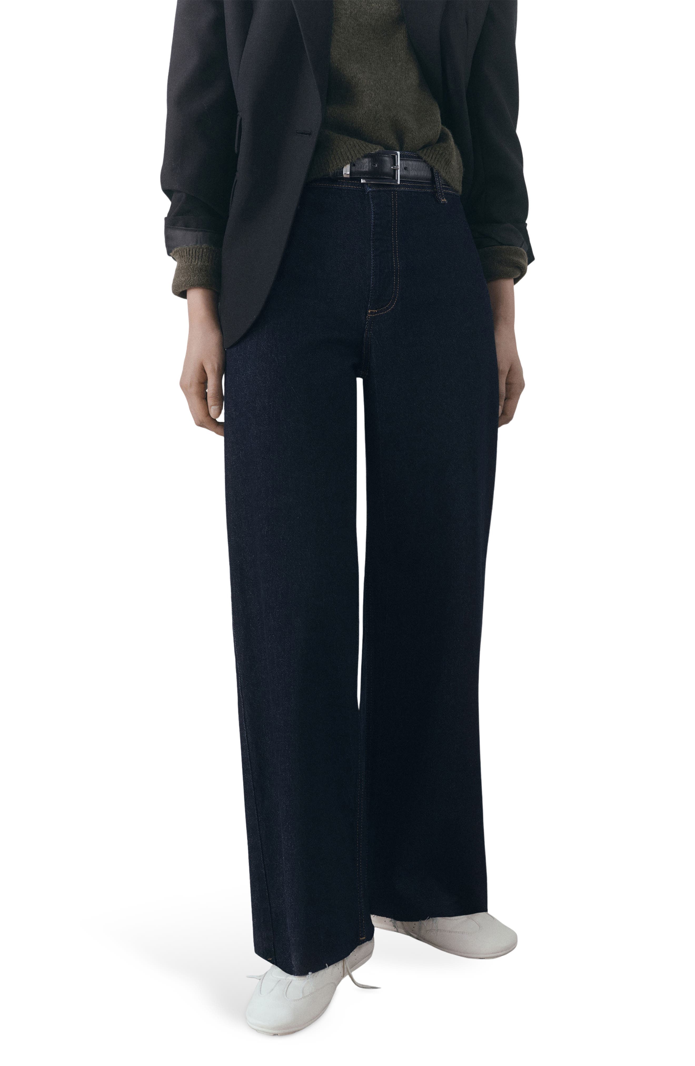 Catherin Raw Hem High Waist Wide Leg Culotte Jeans - image 1