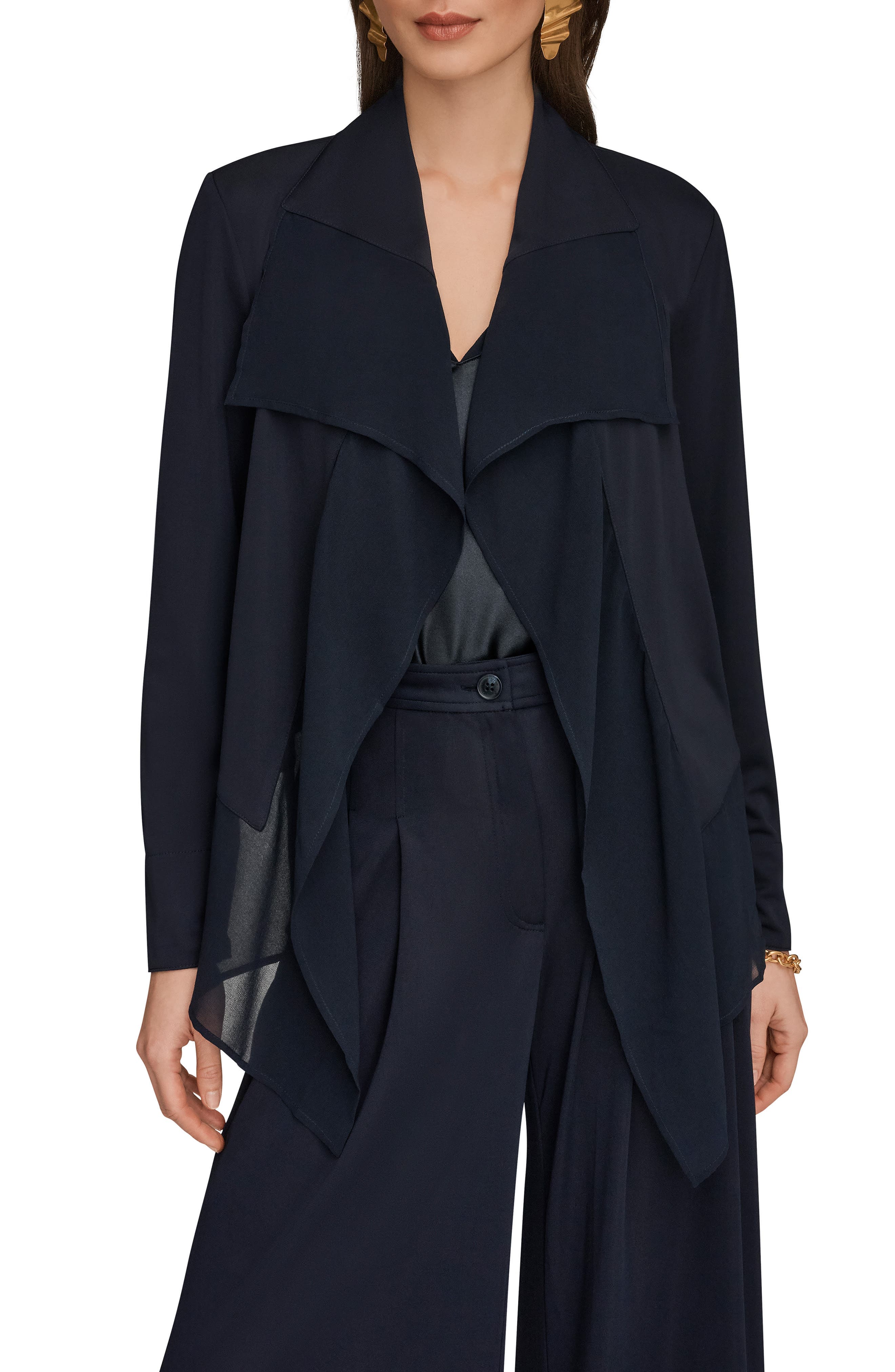 Mixed Media Open Front Jacket - image 1