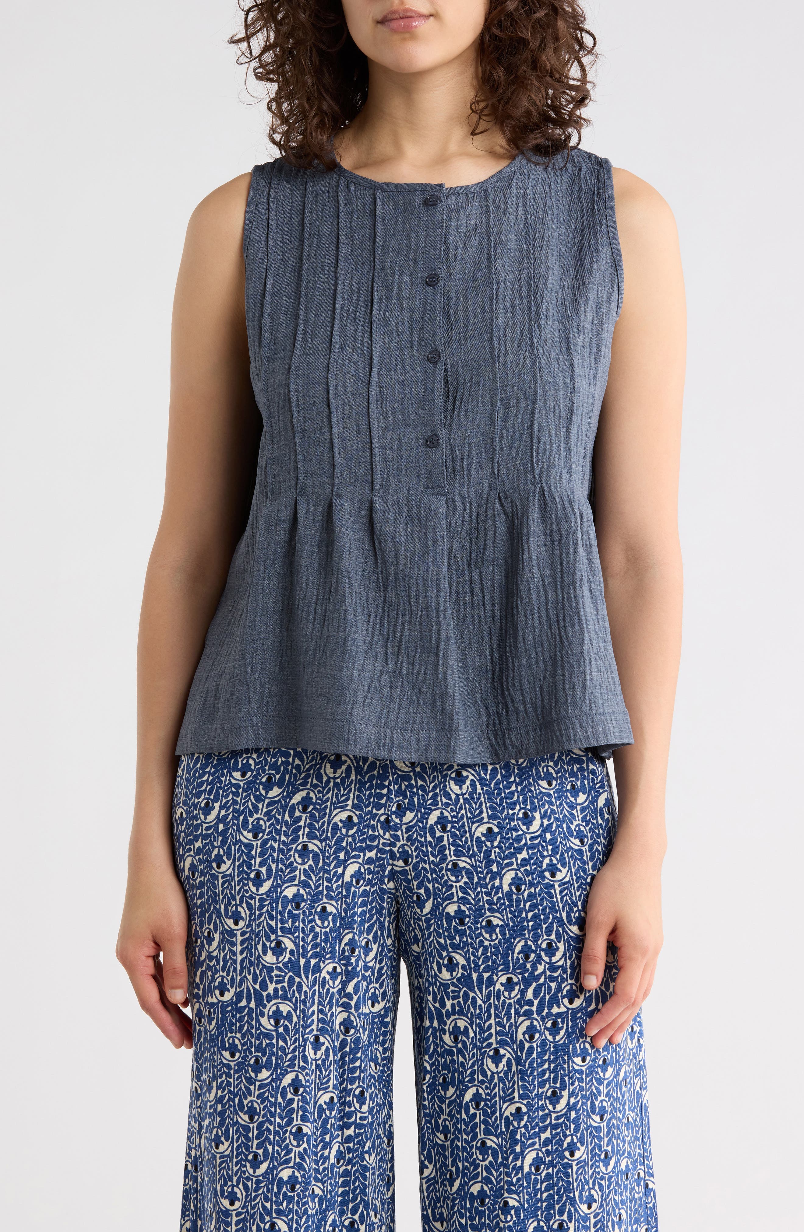 Pintuck Crinkle Sleeveless Top - image 5