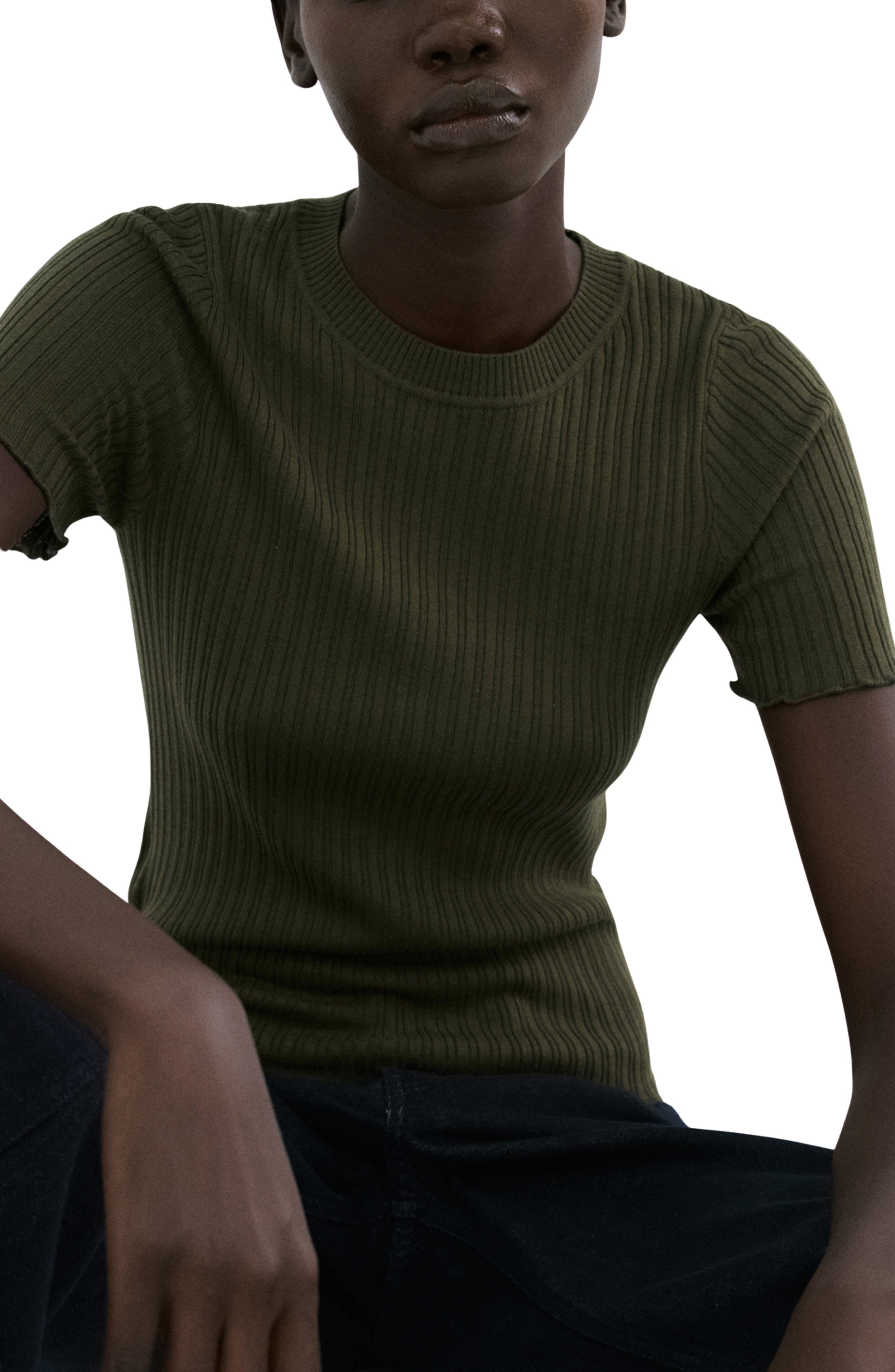Cotton Blend Rib T-Shirt - image 3