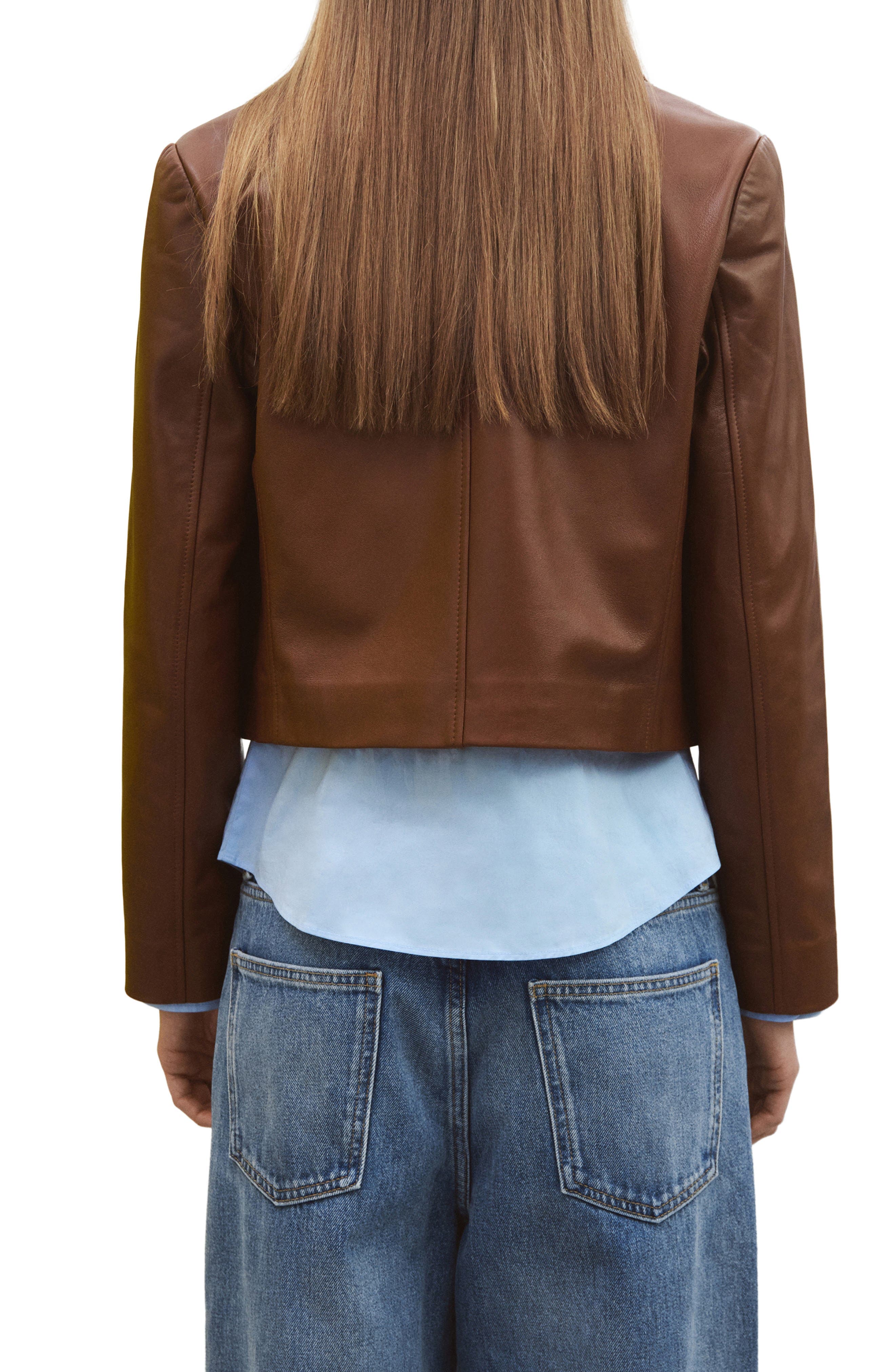 Double Breasted Leather Jacket - image 2