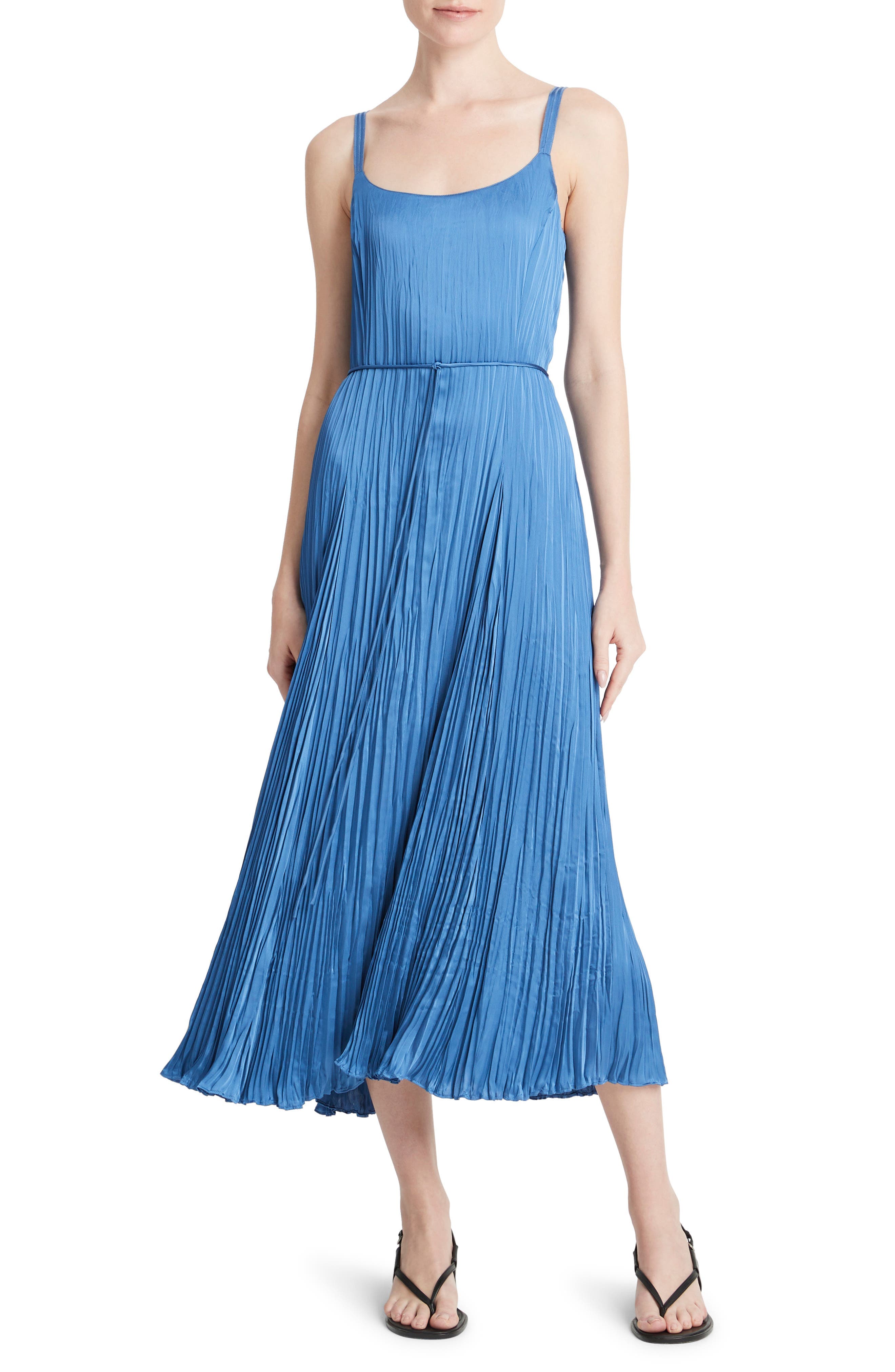 Relaxed Plisse Satin Midi Slipdress - image 1