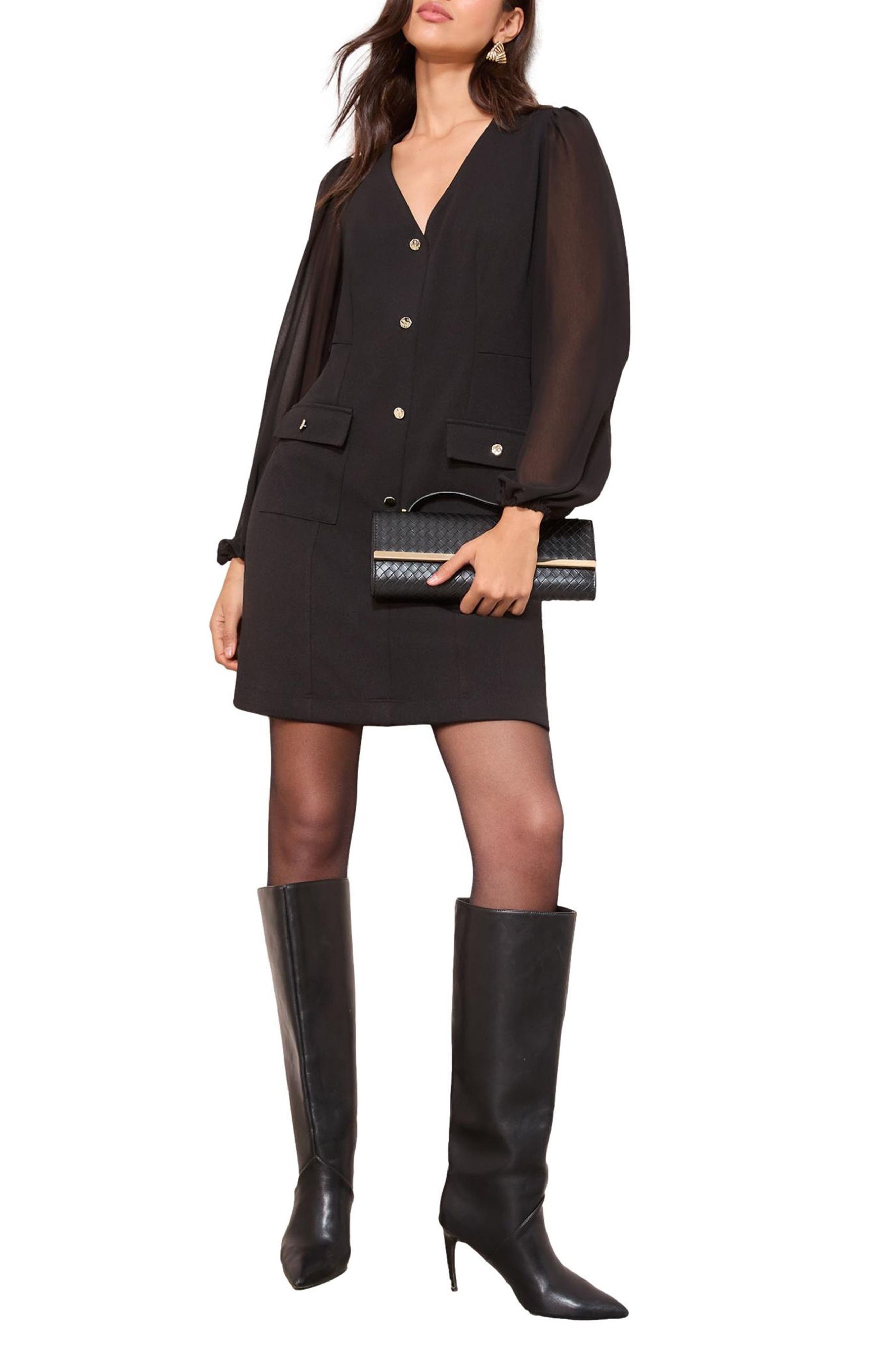 Sheer Long Sleeve Sheath Dress - image 1