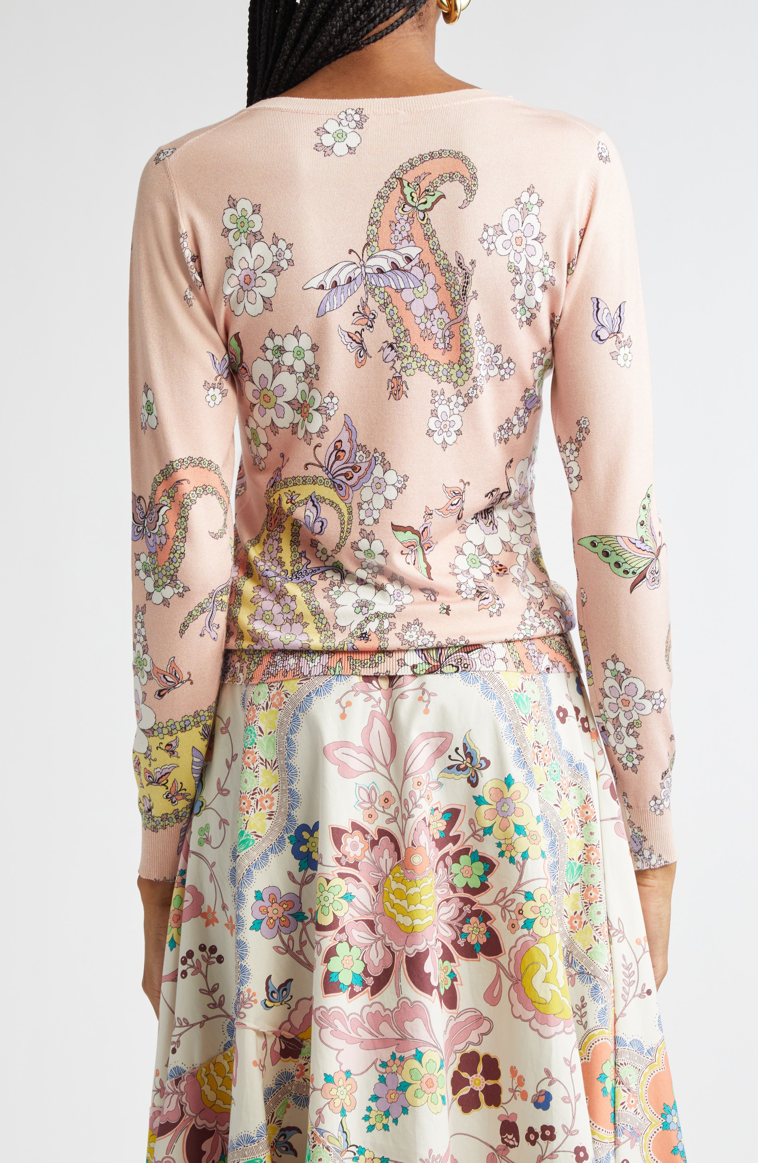 Floral Paisley Silk & Cashmere Sweater - image 2