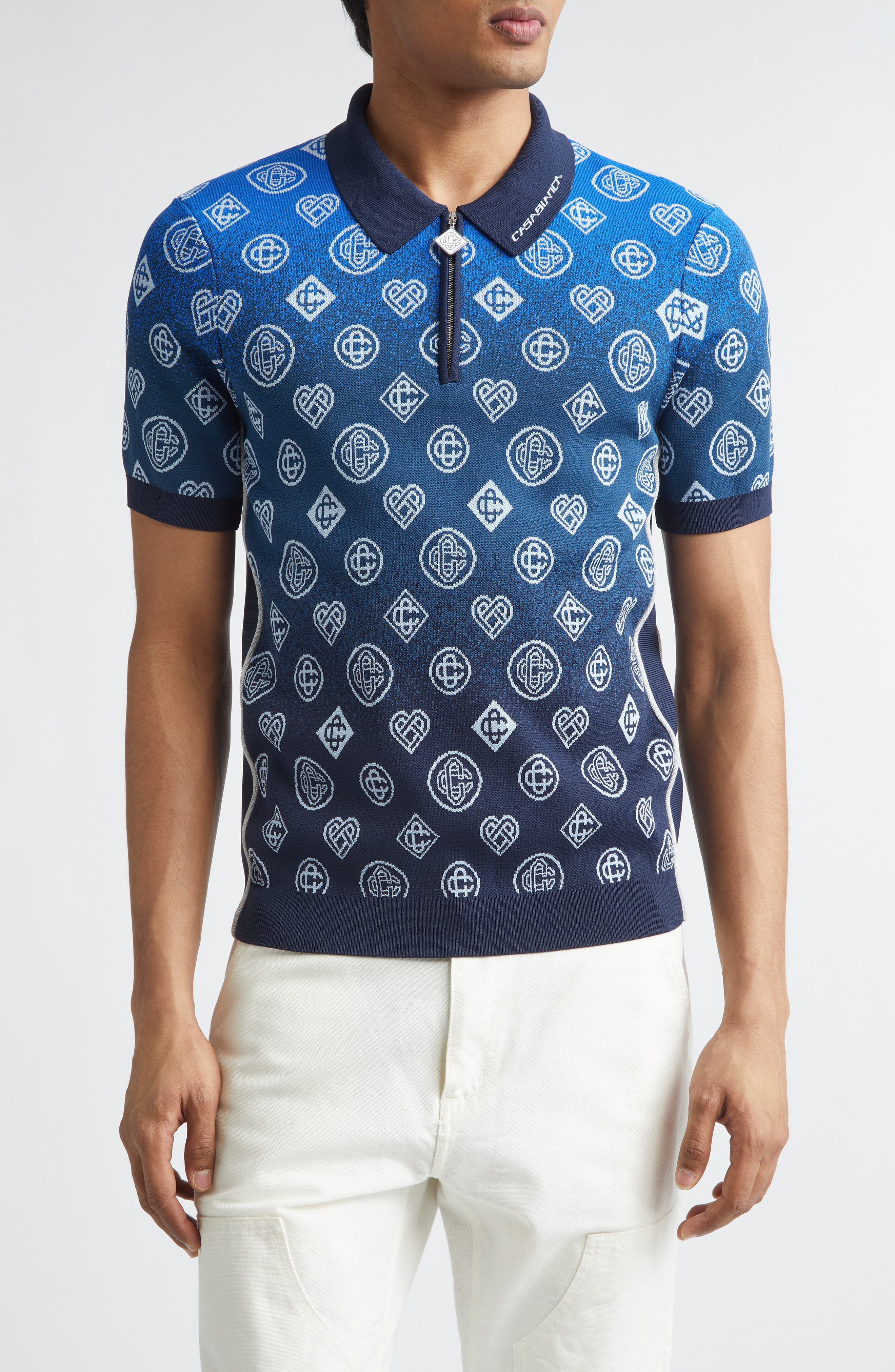 Gradient Monogram Jacquard Polo Sweater - image 1