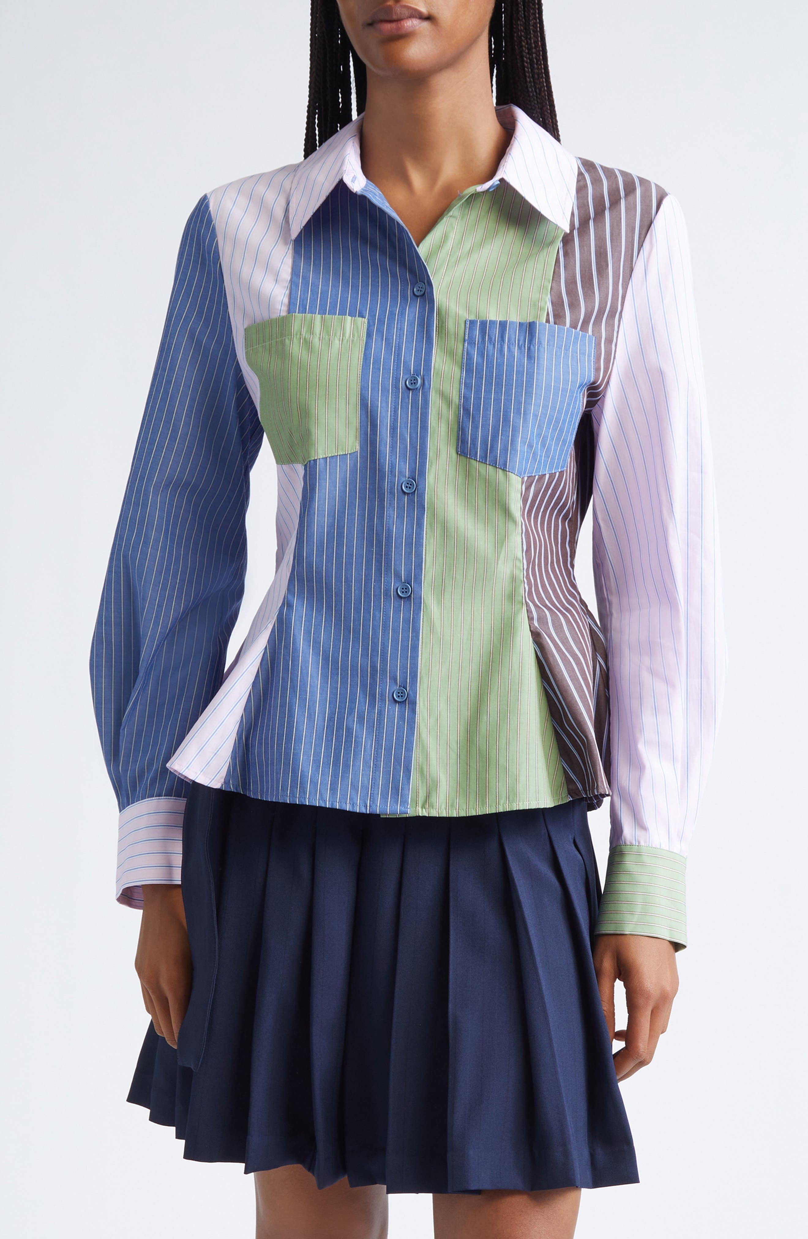 Stripe Peplum Organic Cotton Shirt - image 1