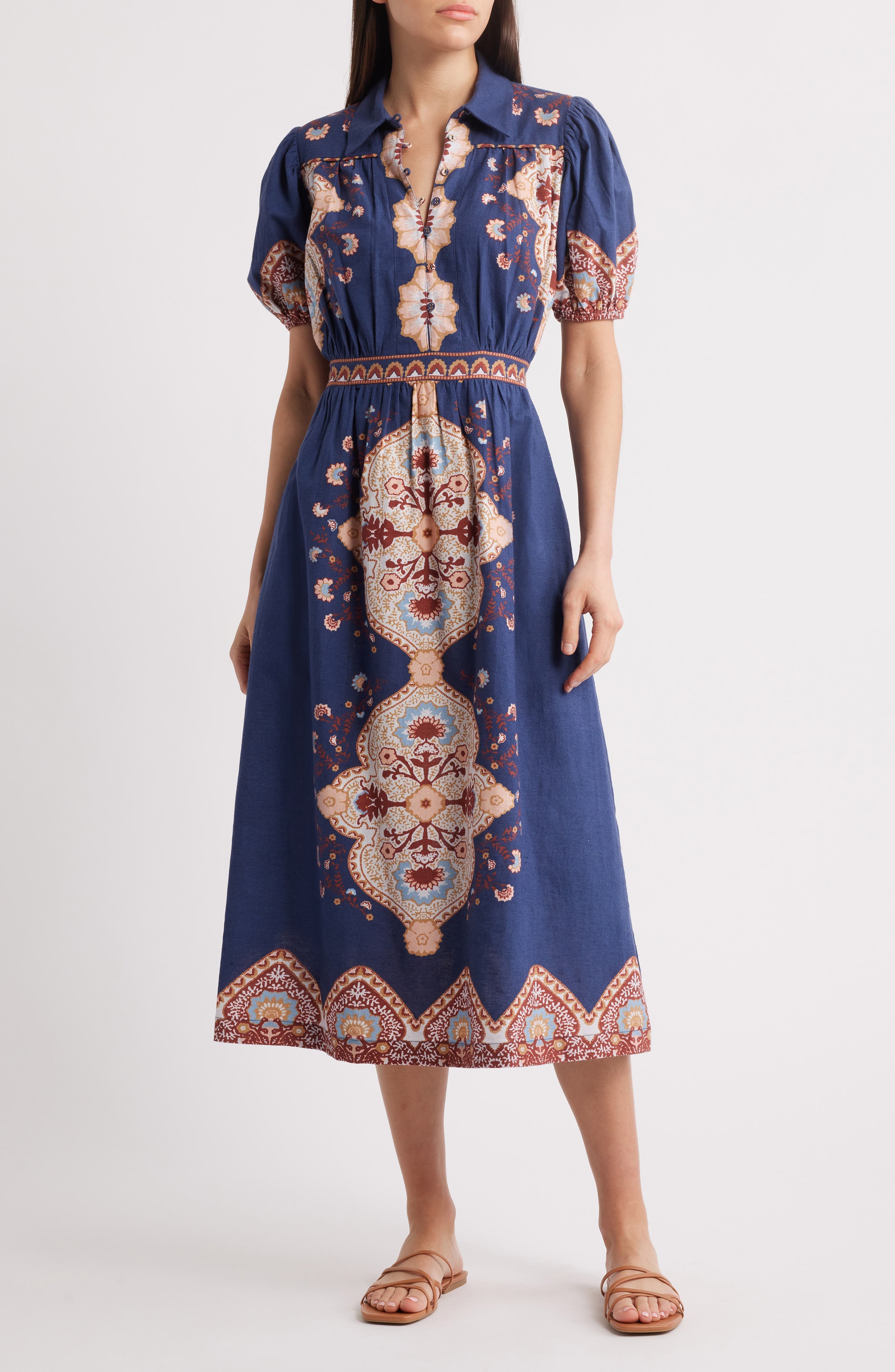 Asha Cotton & Linen Midi Shirtdress - image 1
