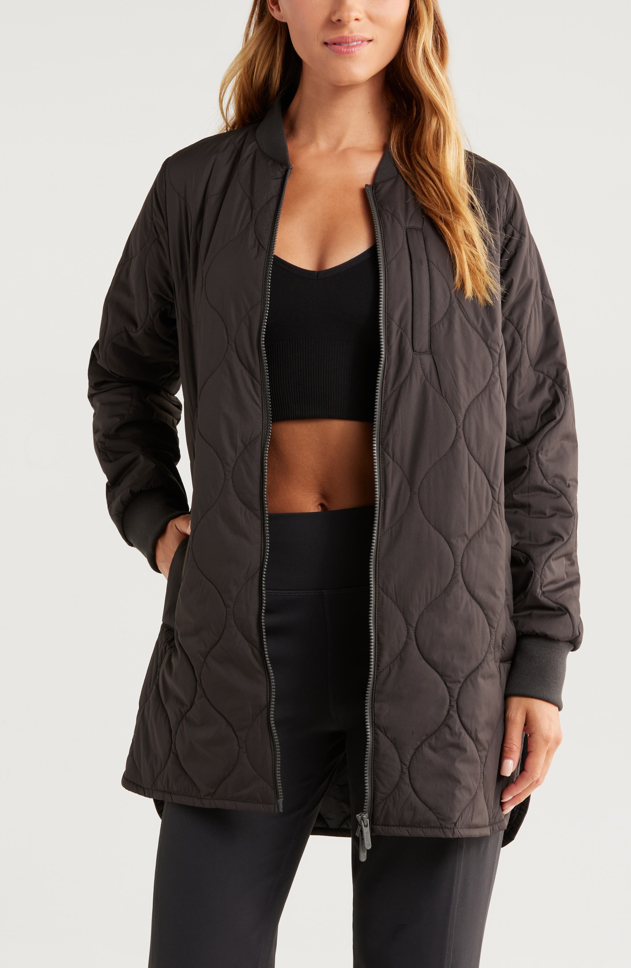 Recycled Polyester Quilted Long Jacket