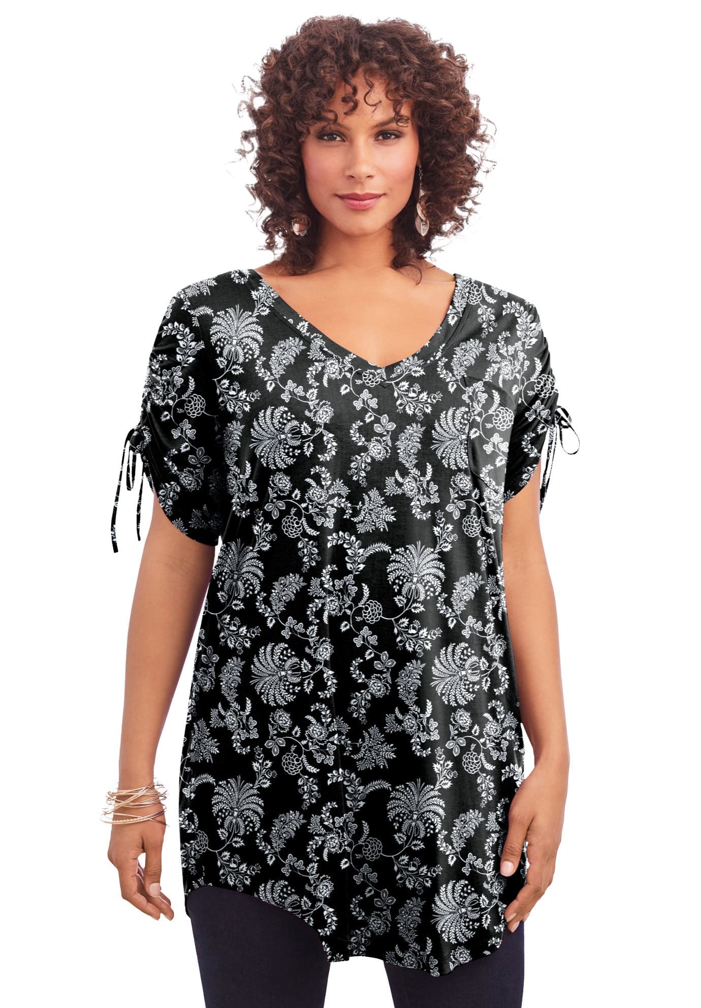 Plus Size Ruched Sleeve Ultra Drape Tunic - image 3