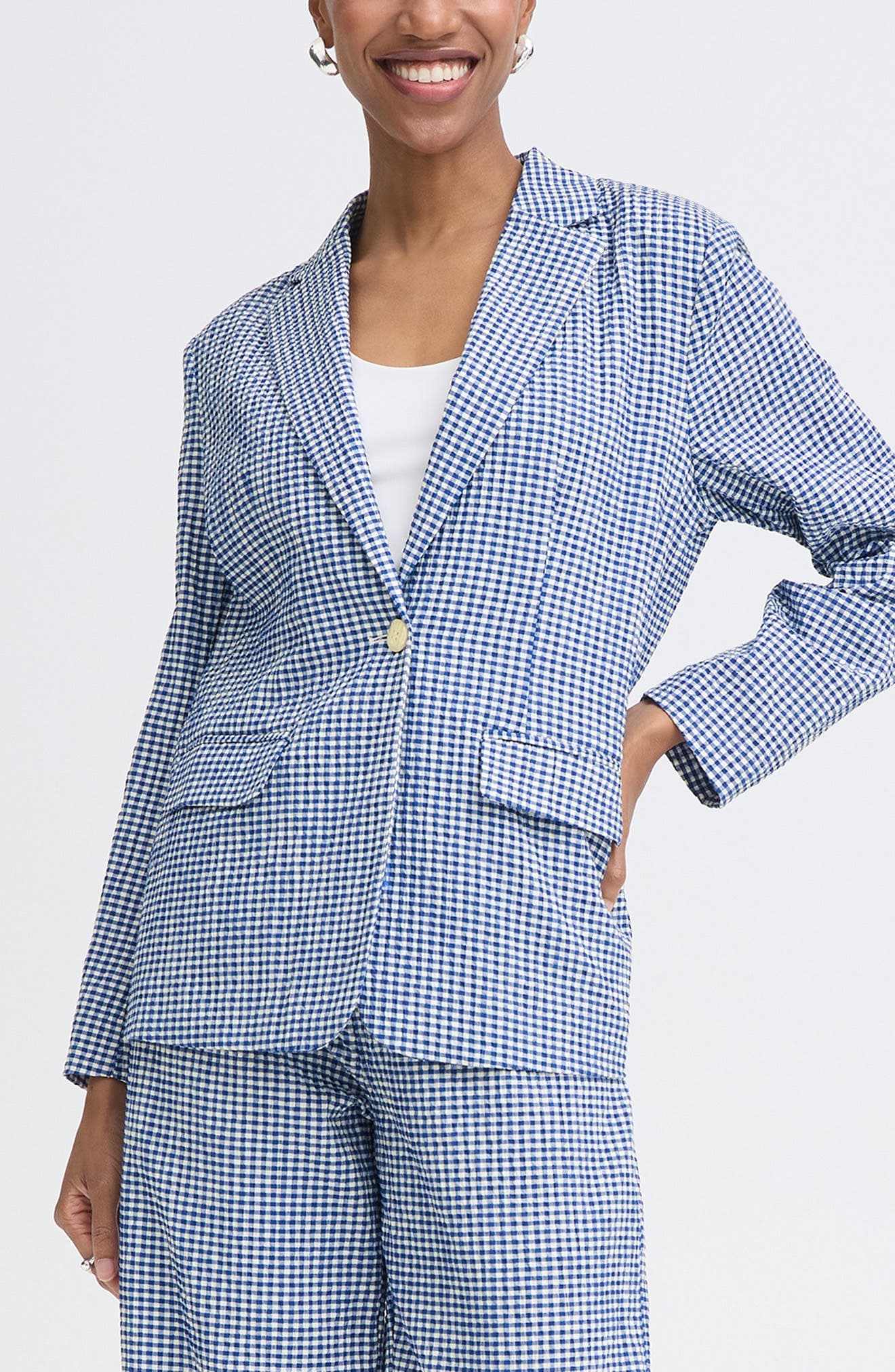 Check Print Blazer - image 1
