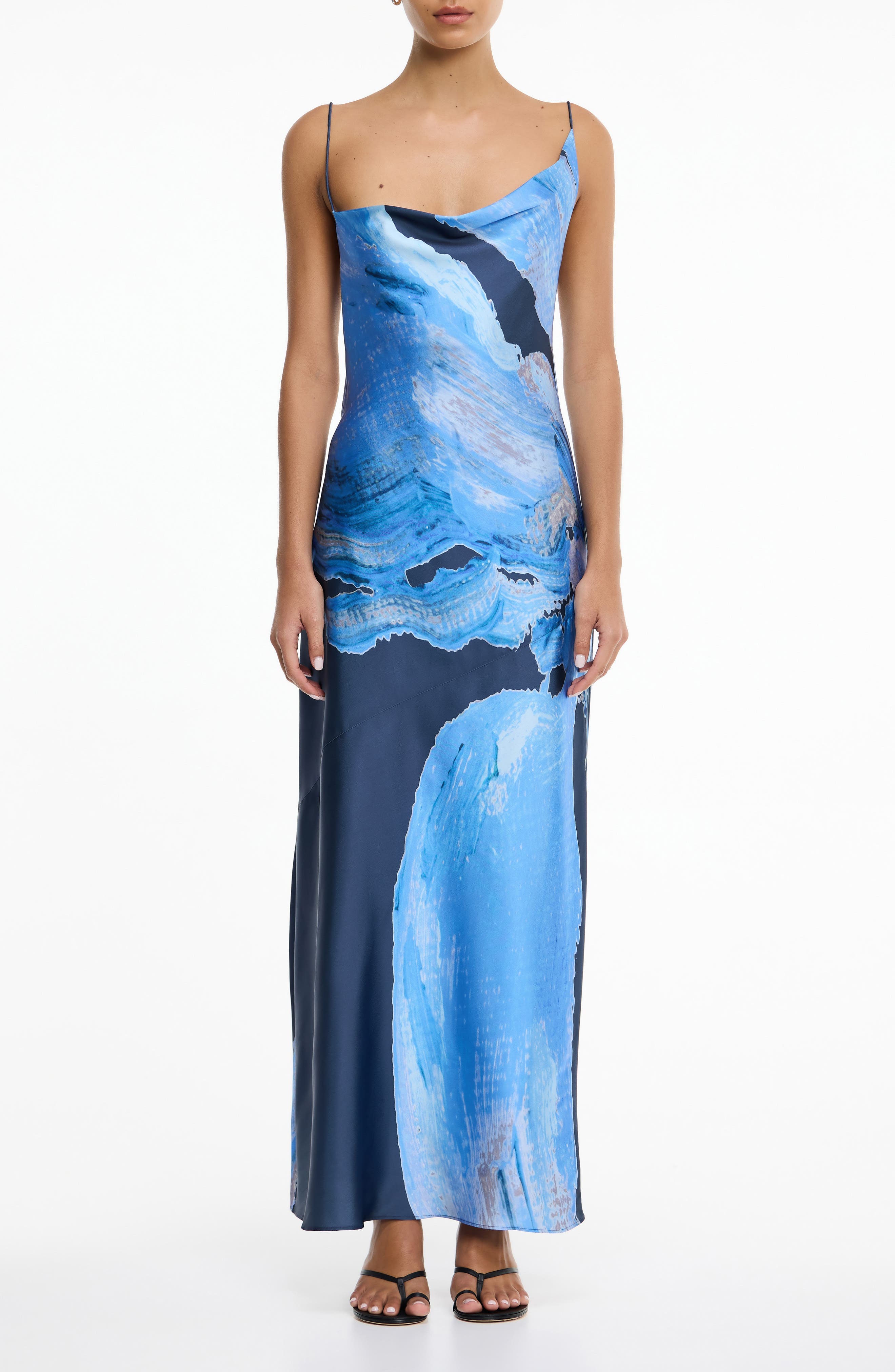 Alis Asymmetric Abstract Print Gown - image 1