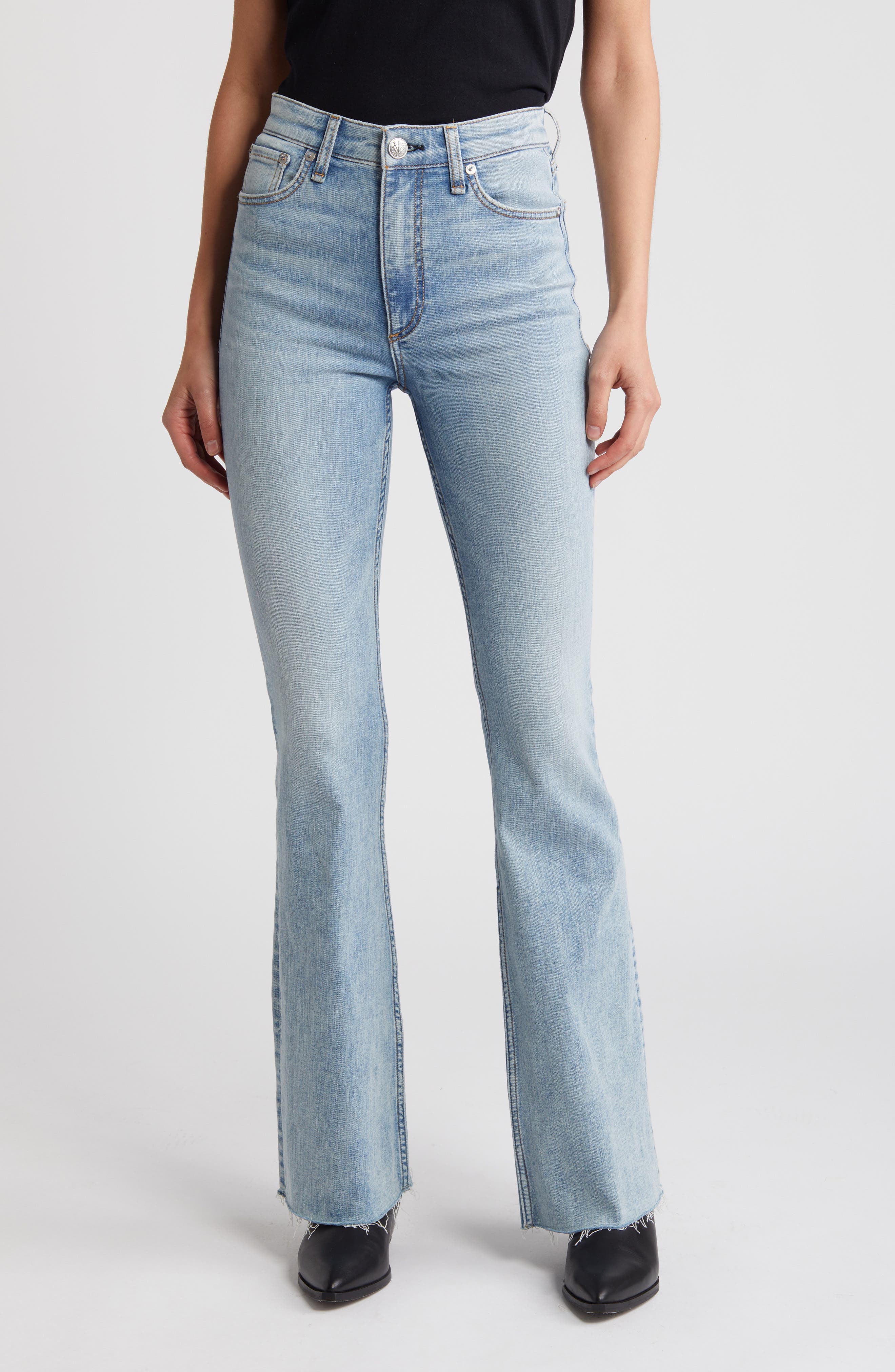 Casey Raw Hem High Waist Flare Jeans - image 1
