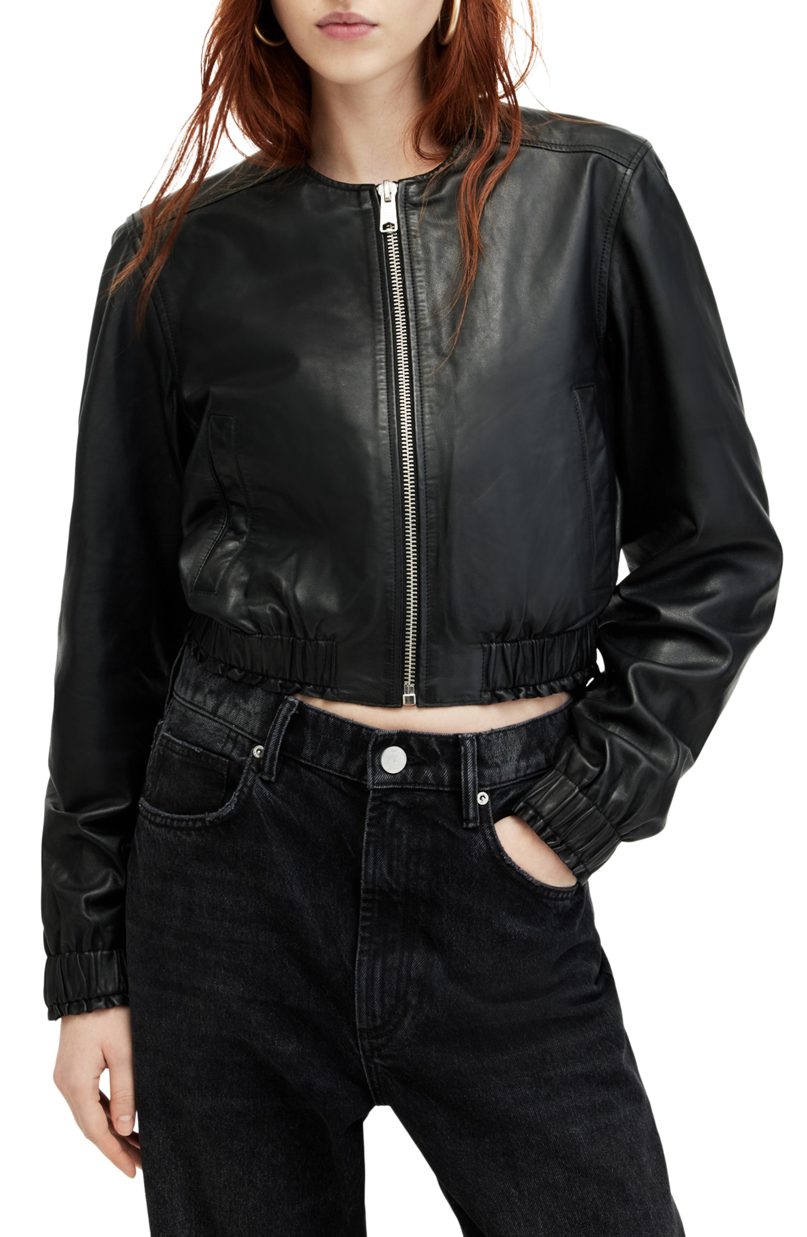 Everly Leather Bomber Jacket - image 1