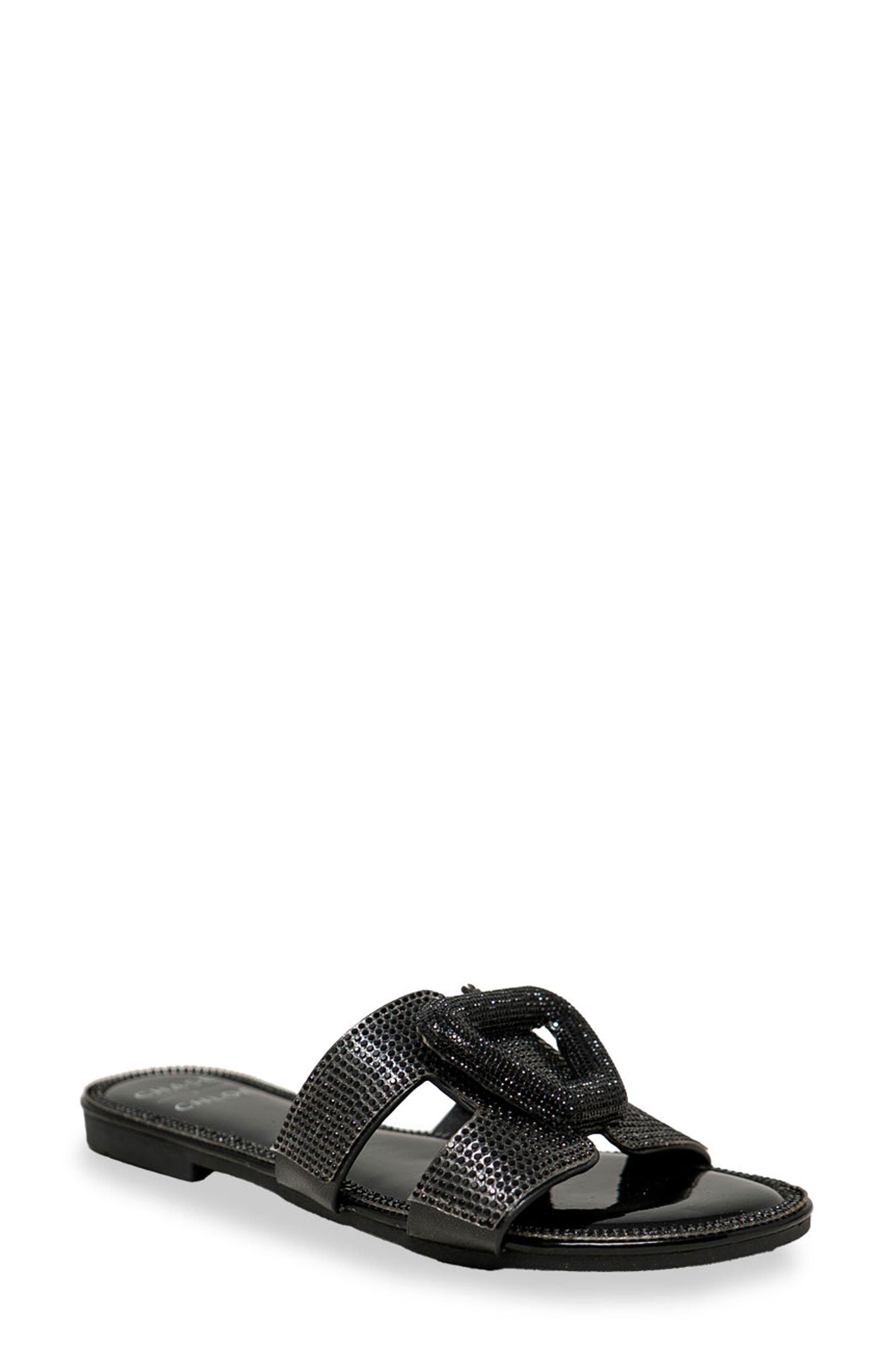 Rhinestone Embellished Slide Sandal - image 1