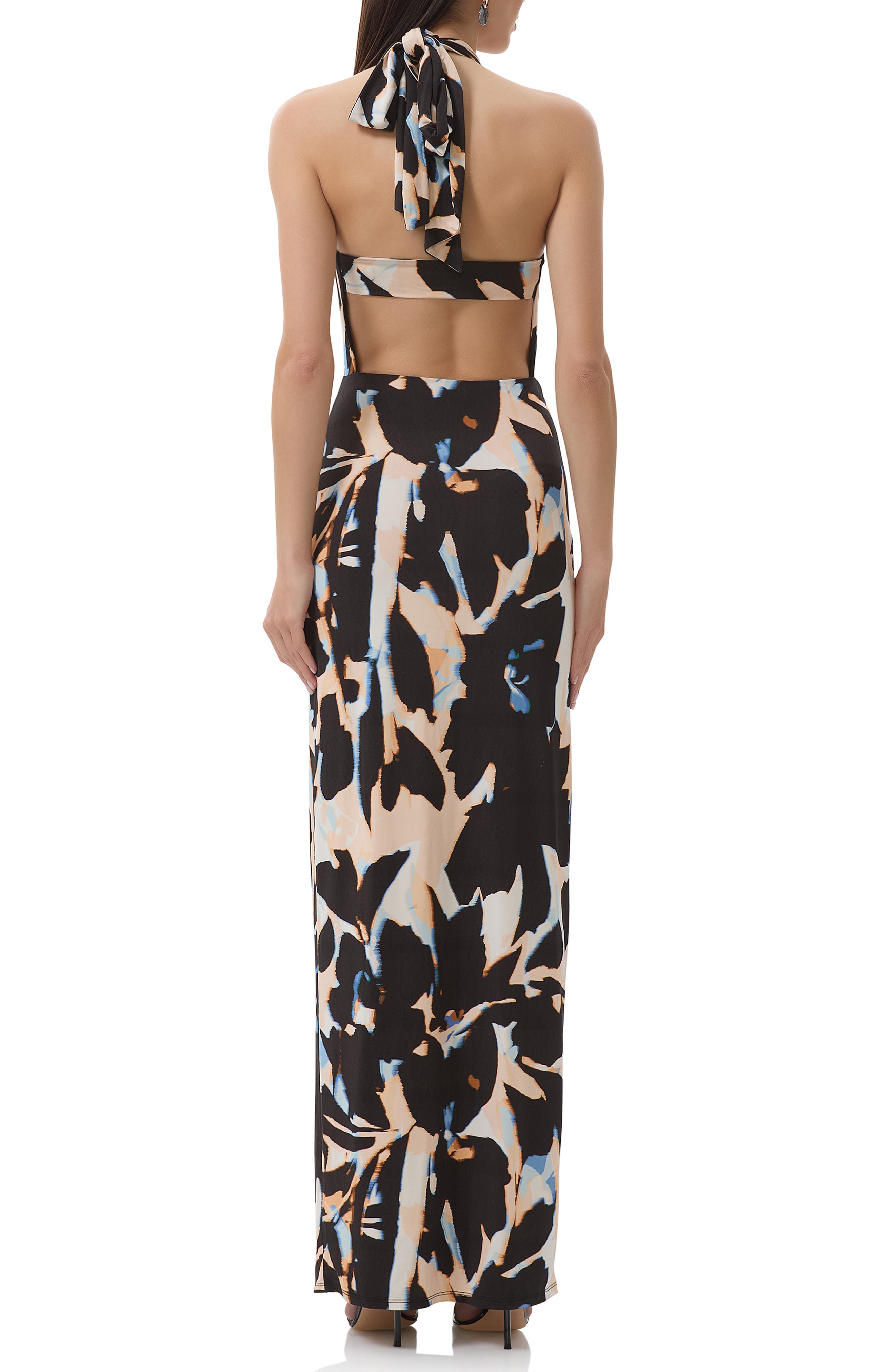 Genie Printed Cutout Halter Jersey Maxi Dress - image 2