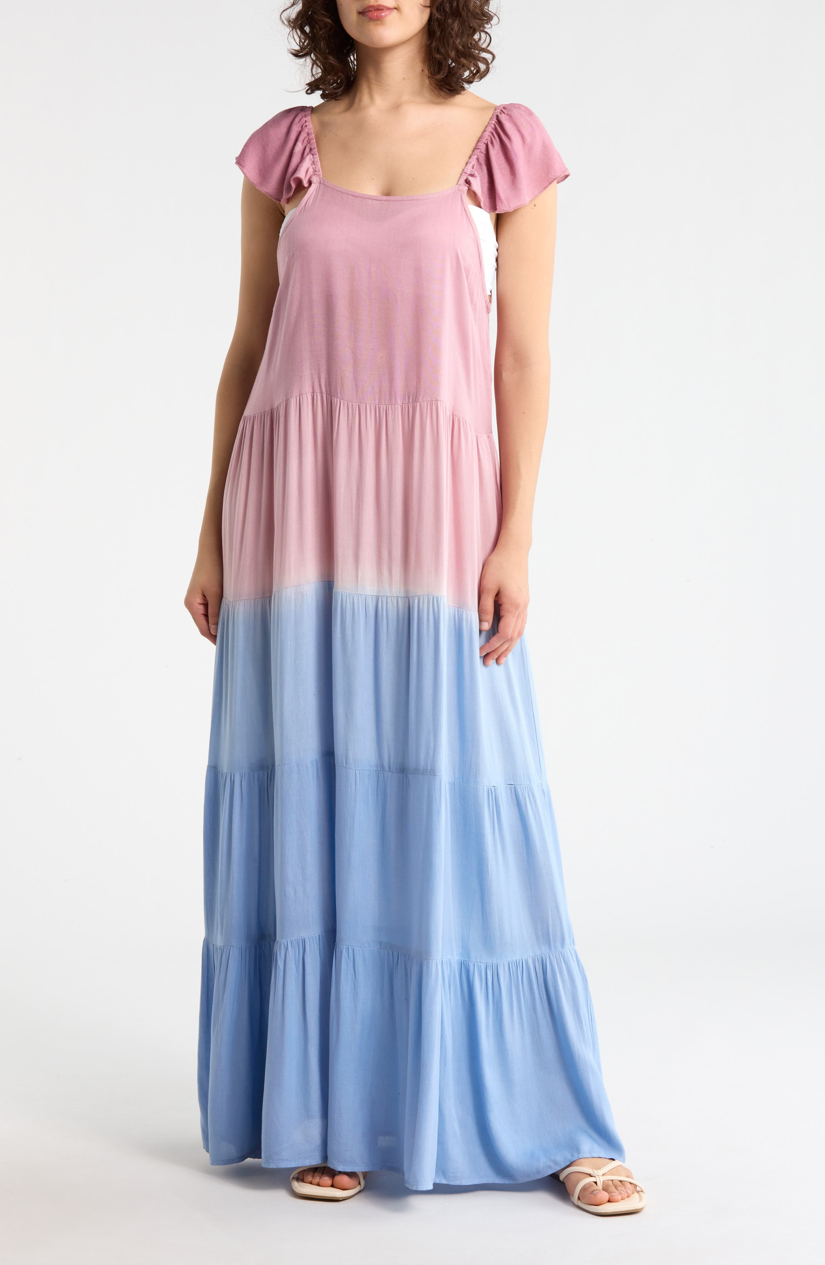 Ombre Flutter Sleeve Cover-Up Maxi Dress - image 1