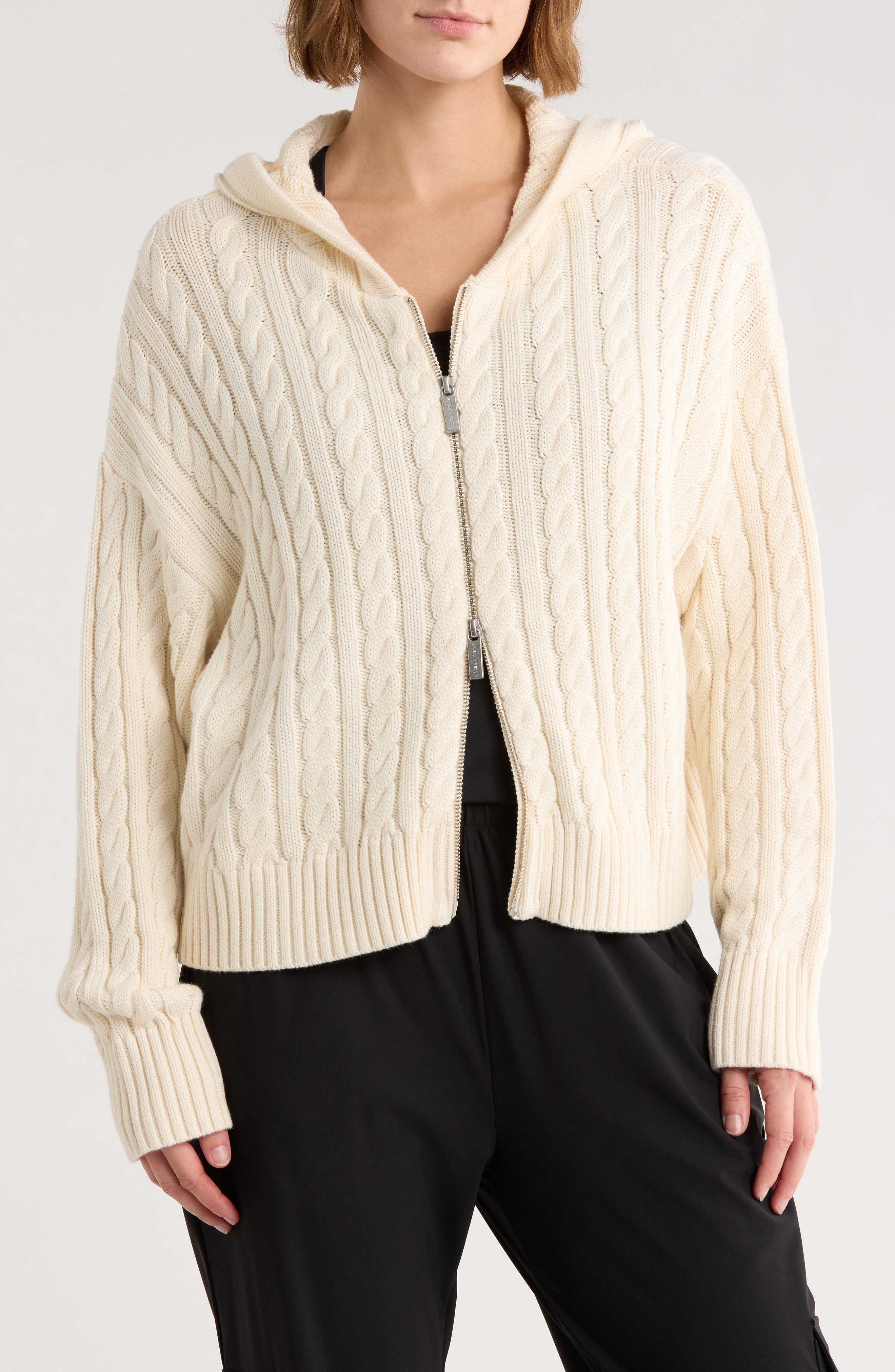 Afterglow Cable Knit Hooded Cardigan - image 1
