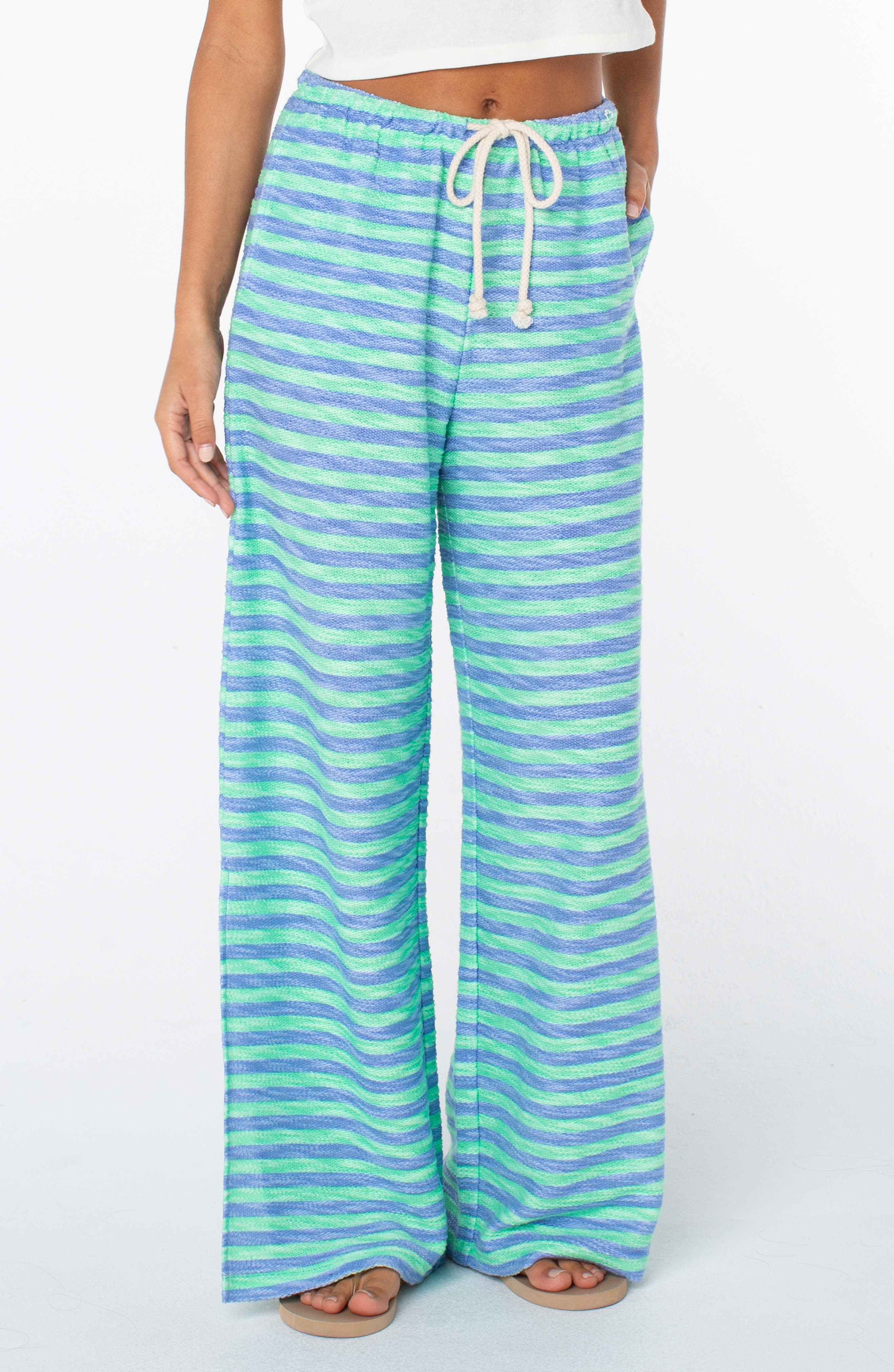 Beach Breeze Stripe Drawstring Waist Stretch Cotton Pants - image 3