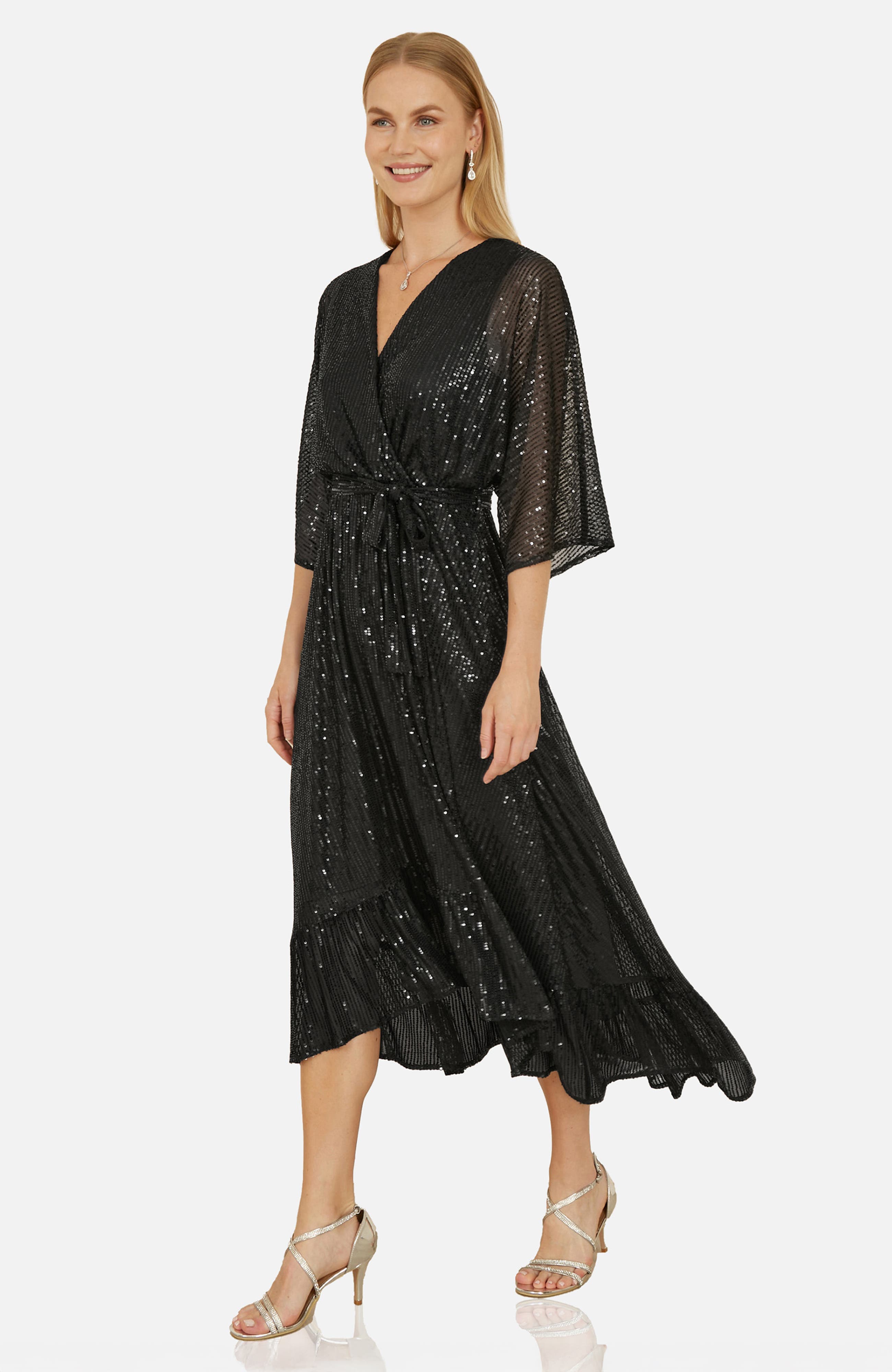 Sequin Midi Wrap Dress - image 1