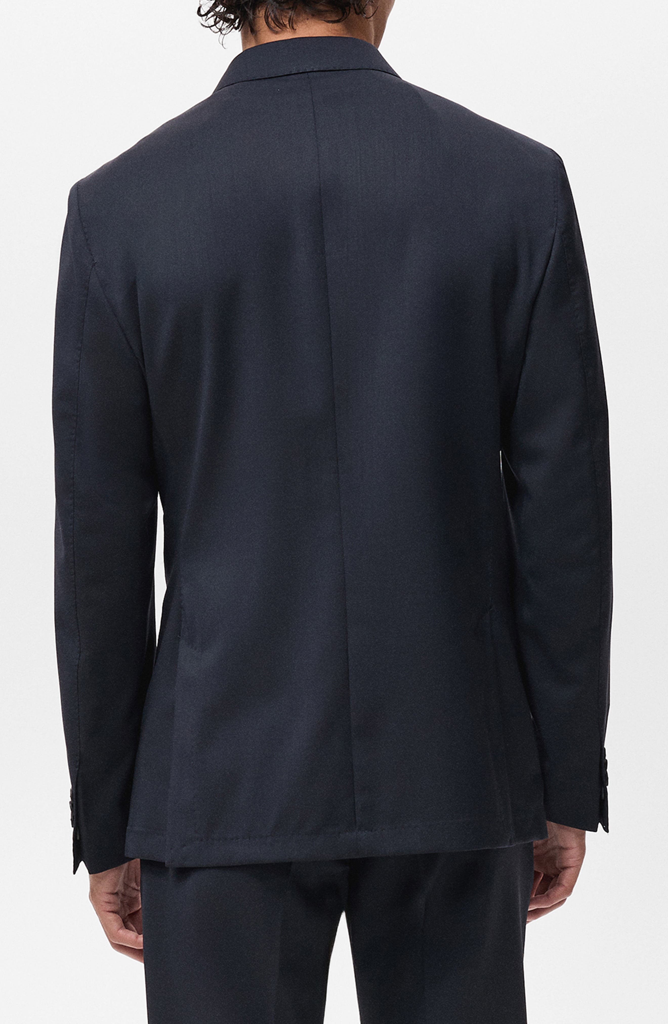 Slim Fit Double Breasted Wool Suit Jacket - image 2