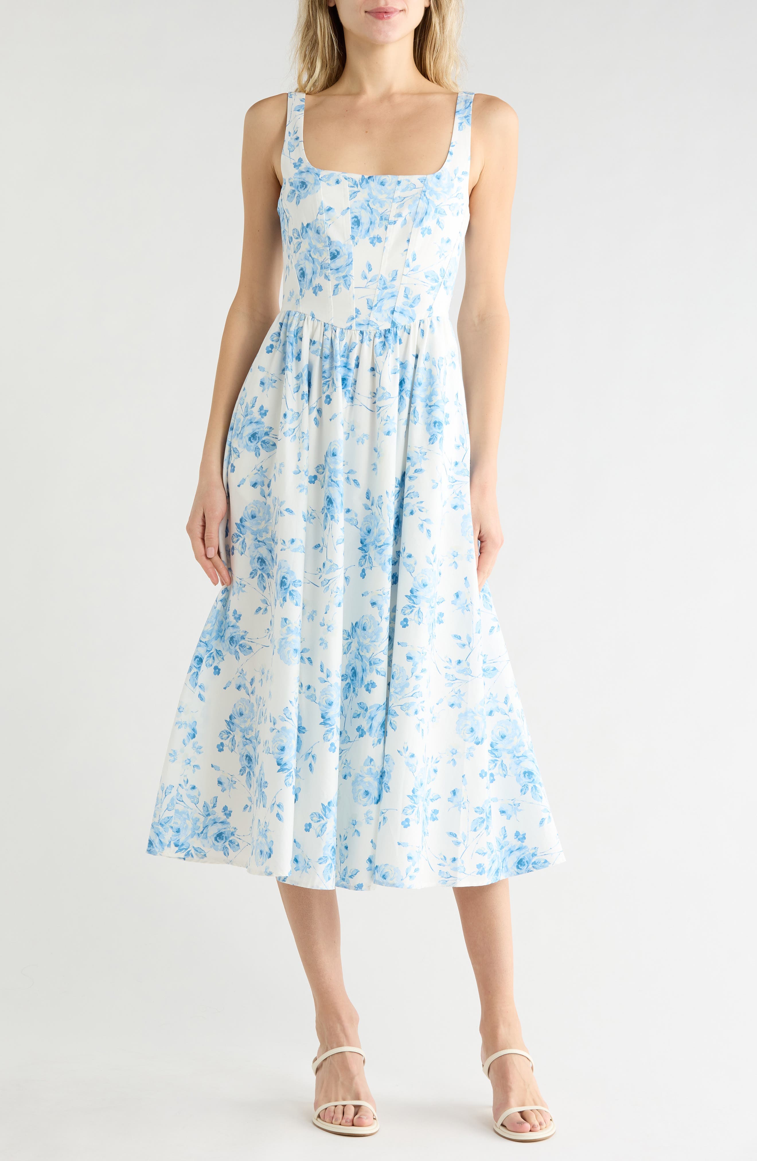 Floral Corset Midi Dress - image 1