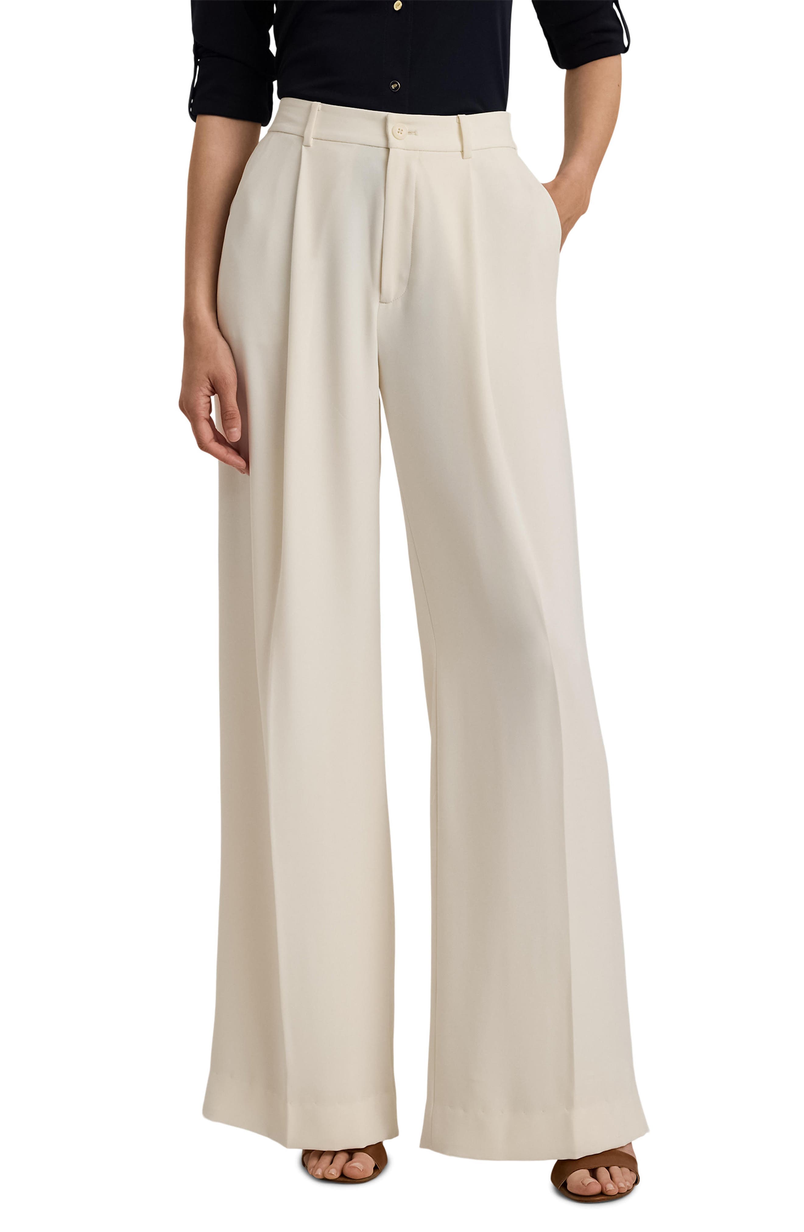Double Faced Georgette Wide Leg Pants - image 1