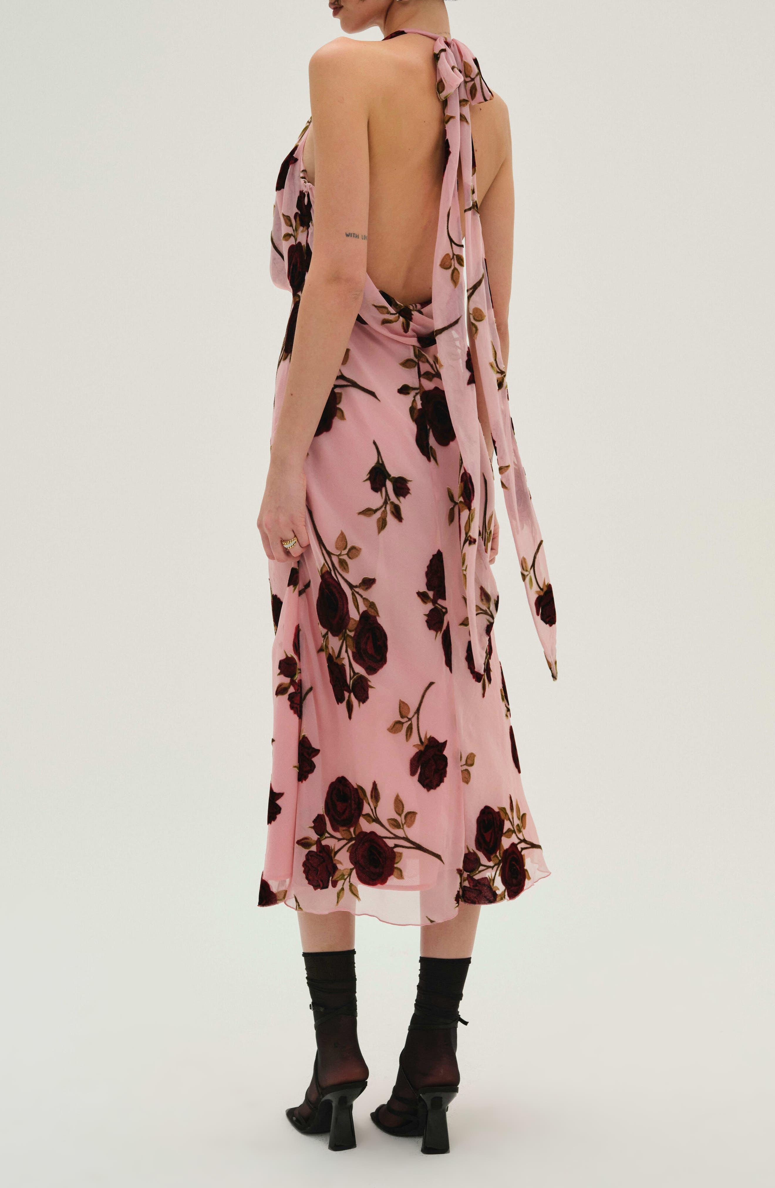 Rose Cowl Halter Dress - image 2
