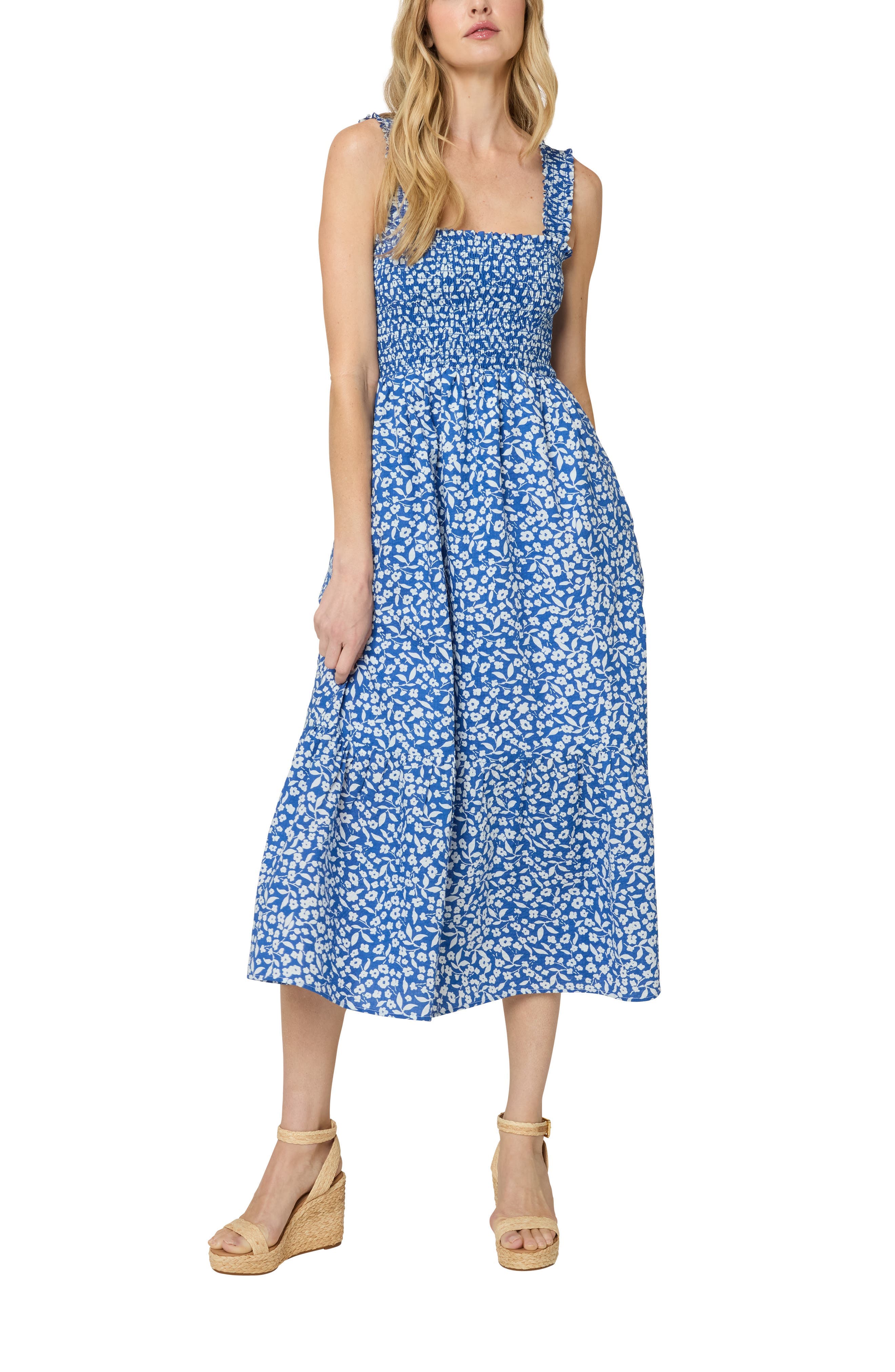 The Smocked Ruffle Tank Midi Dress - image 3