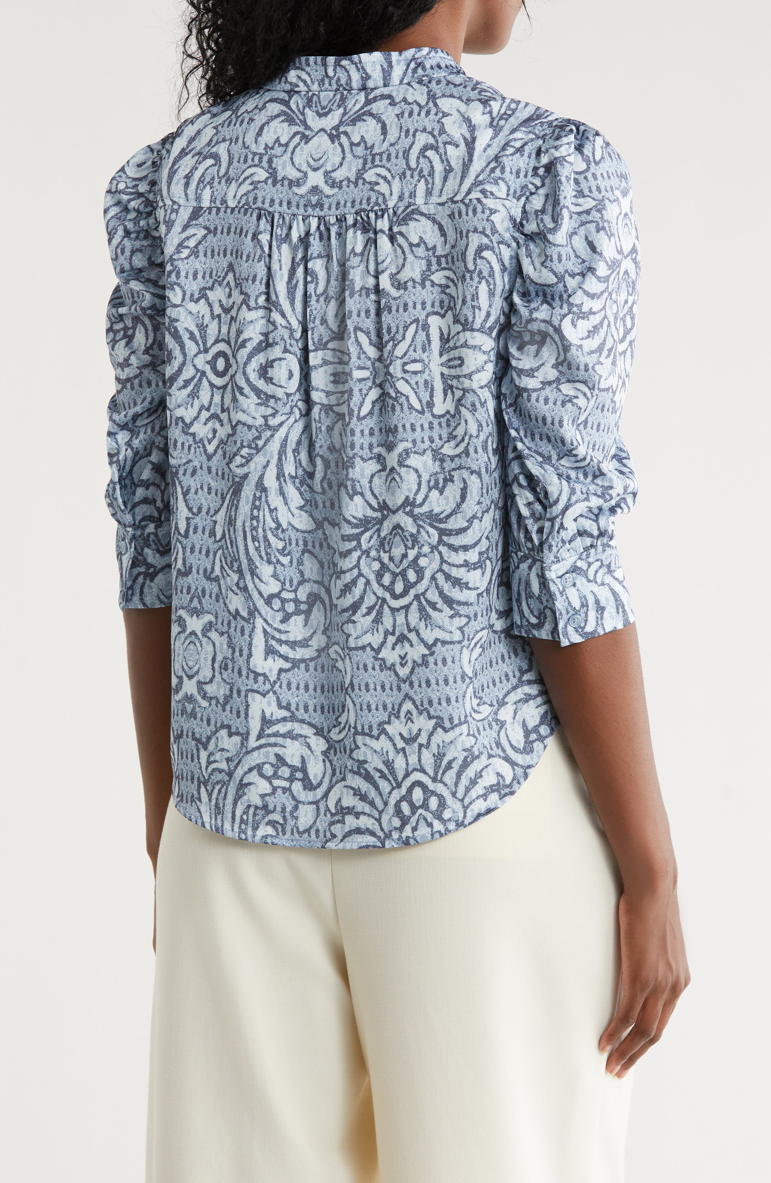 Ruched Split Neck Top - image 2