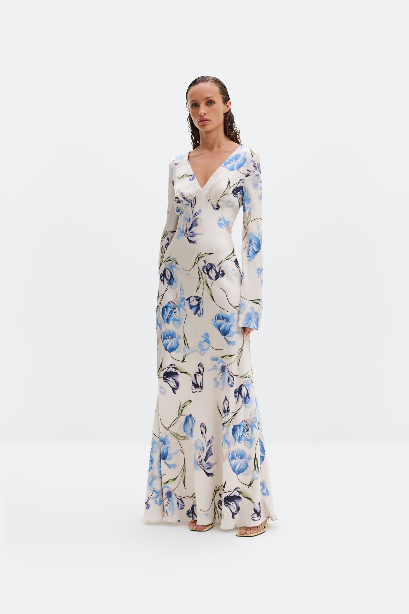 Carolina Flared Sleeve Satin Maxi Dress - image 1
