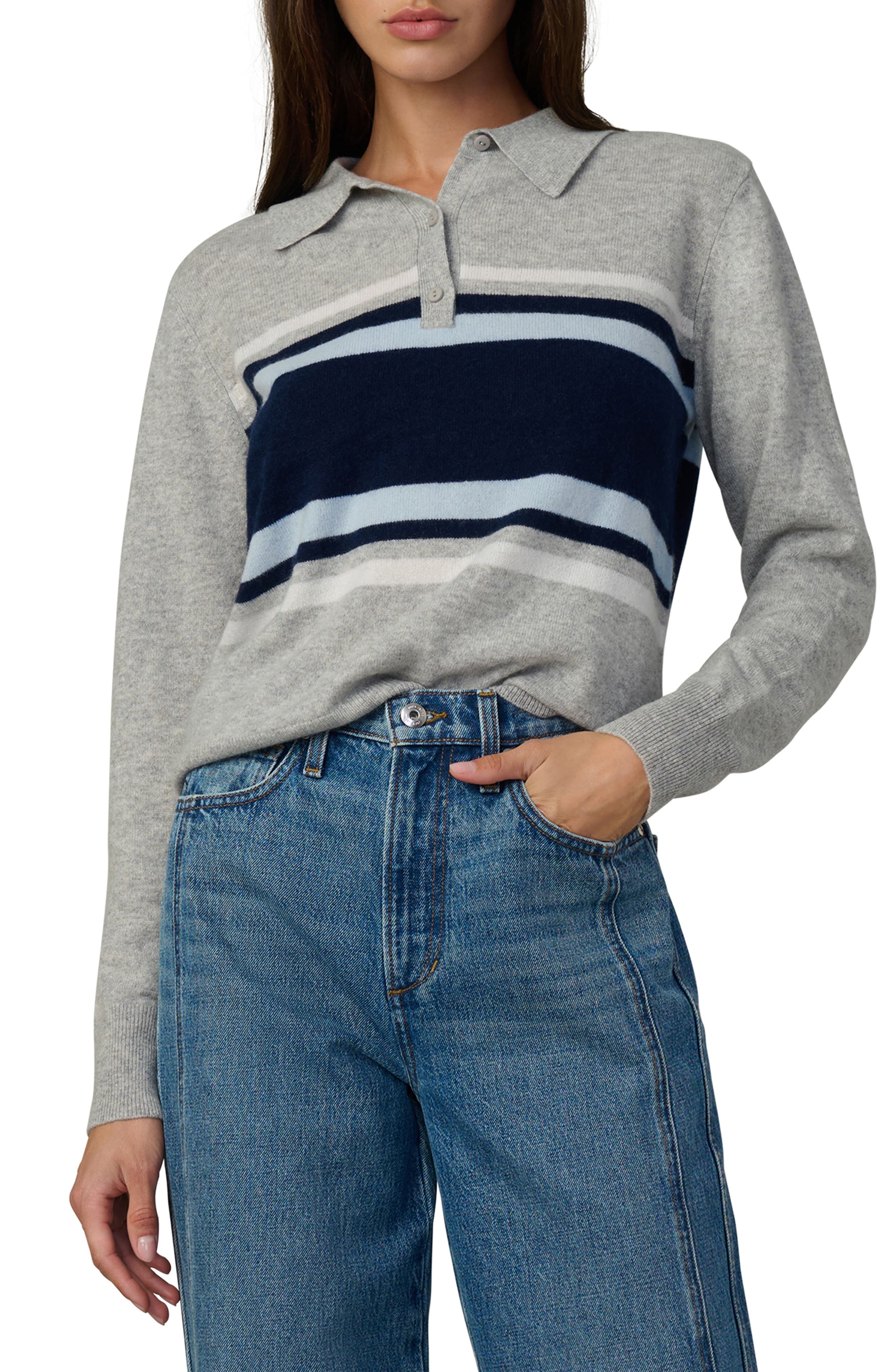 Stripe Cashmere Polo Sweater - image 1