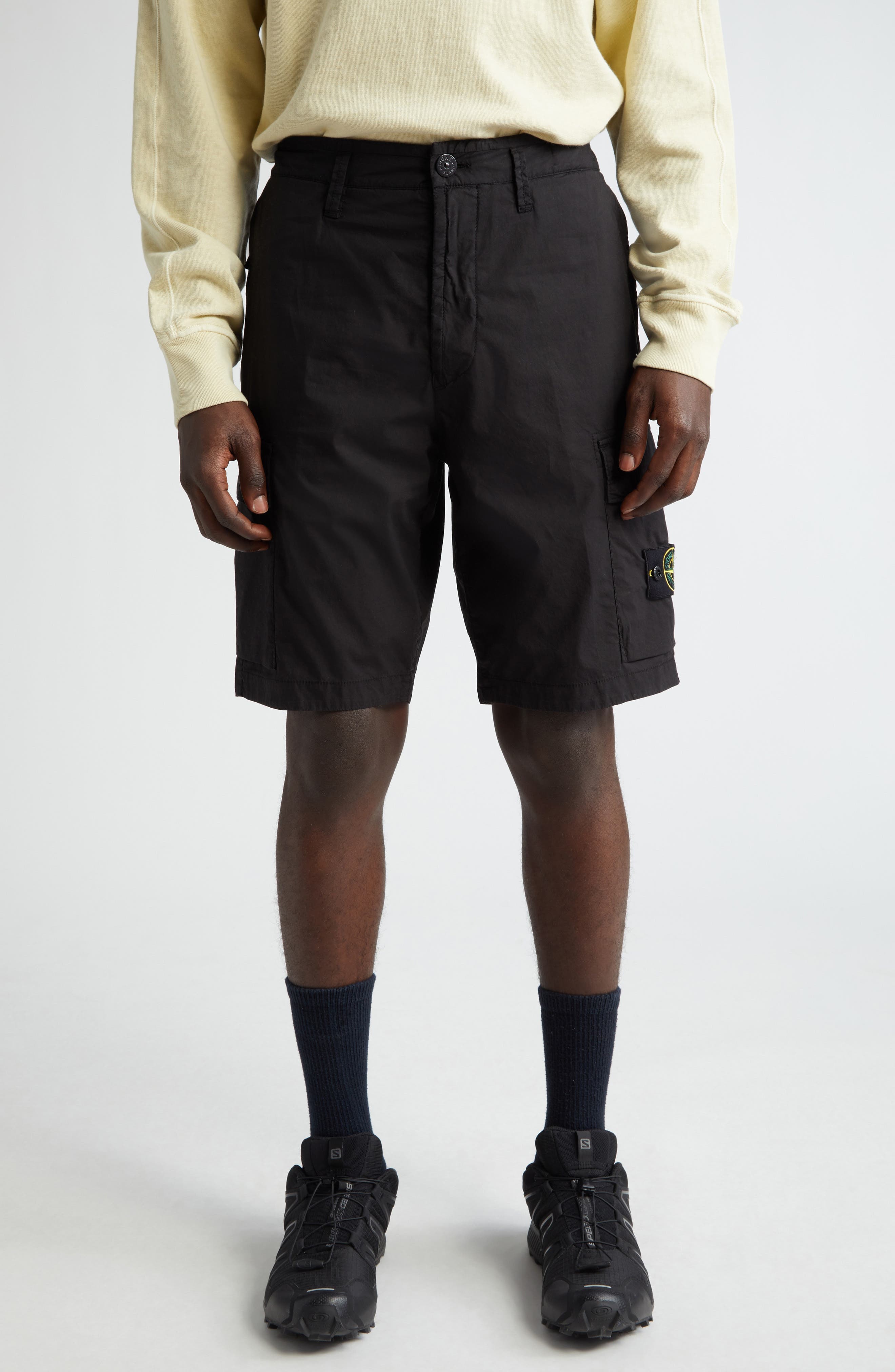 Regular Fit Stretch Cotton Cargo Bermuda Shorts - image 1