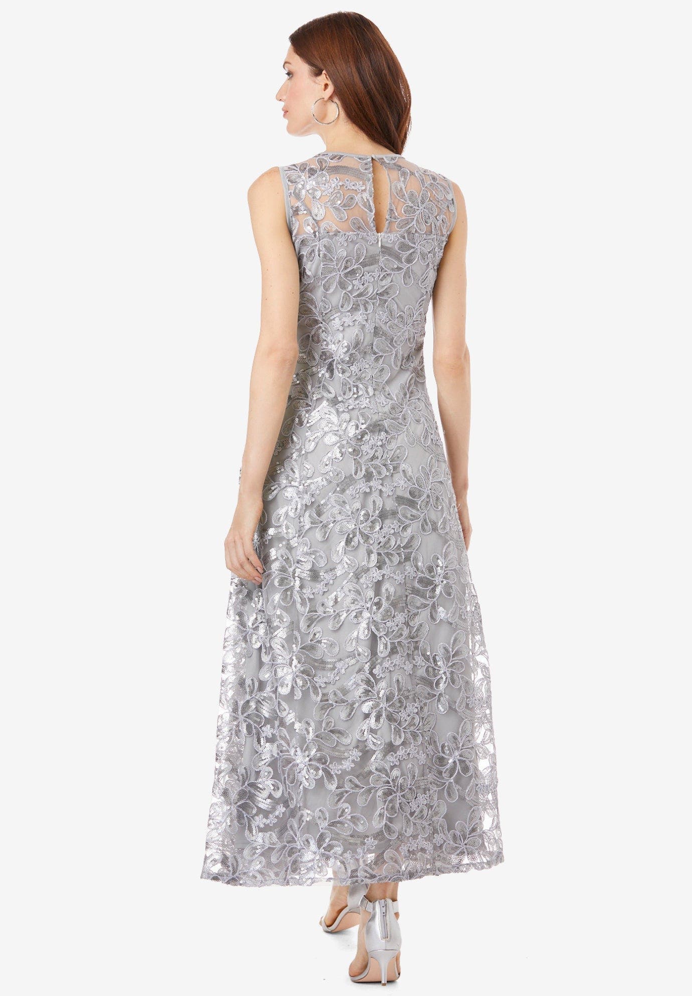 Plus-Size Allover Lace Embellished Shawl Gown - image 2